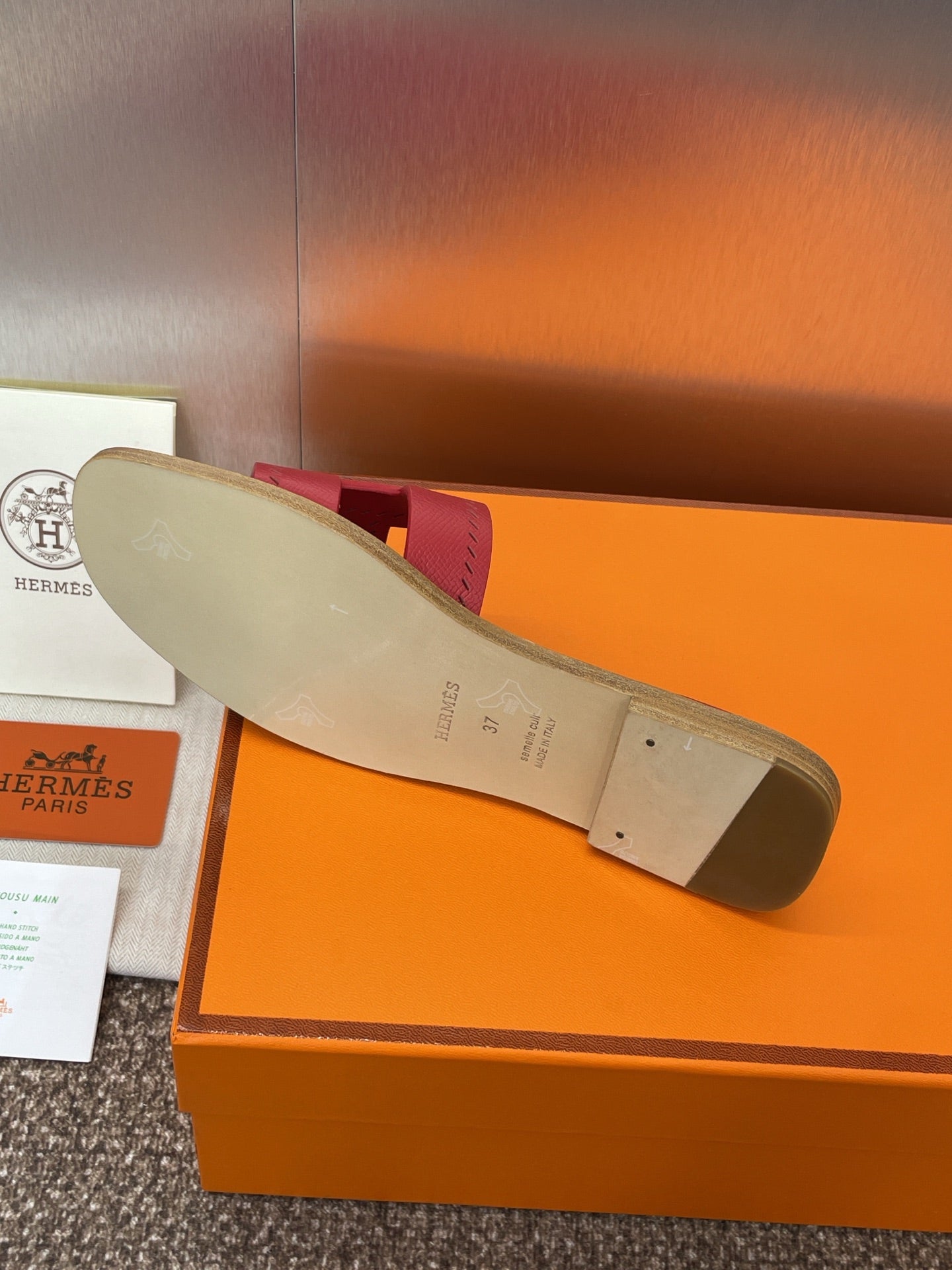 HM 25 Oran Sandal Dark Red Perforate Epsom Leather