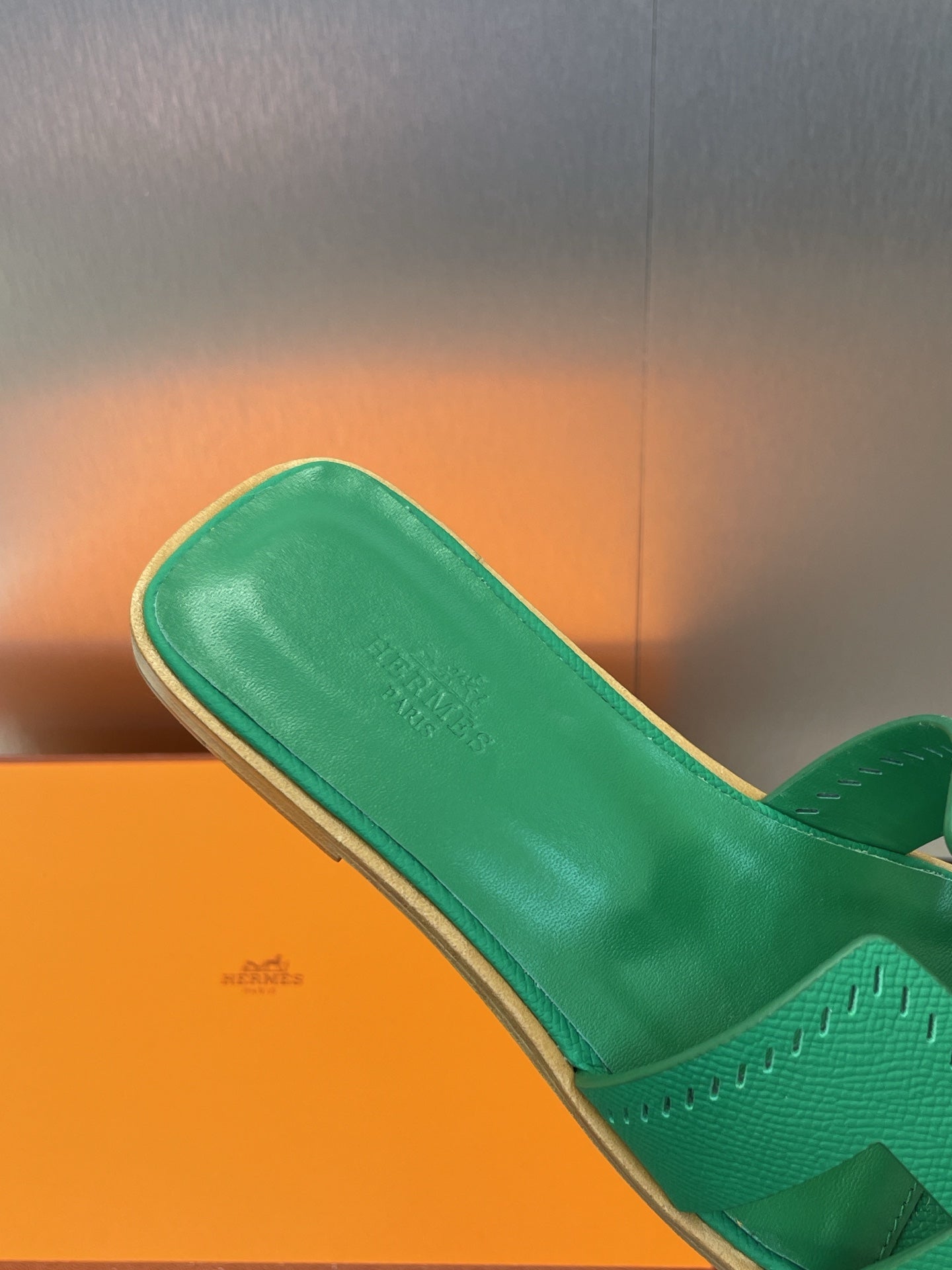 HM 25 Oran Sandal Dark Green Perforate Epsom Leather