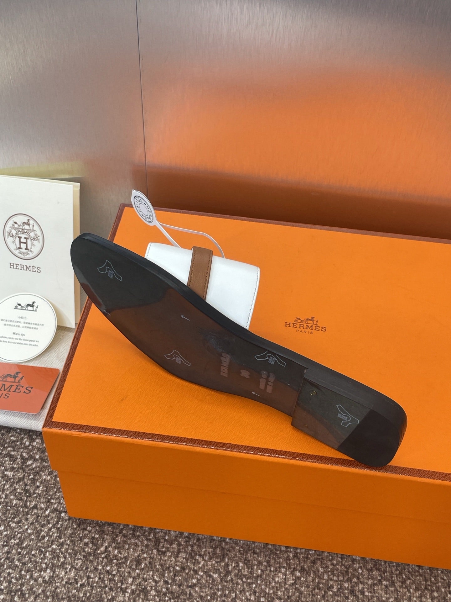 HM Giulia Slide White Brown Sheepskin 320017