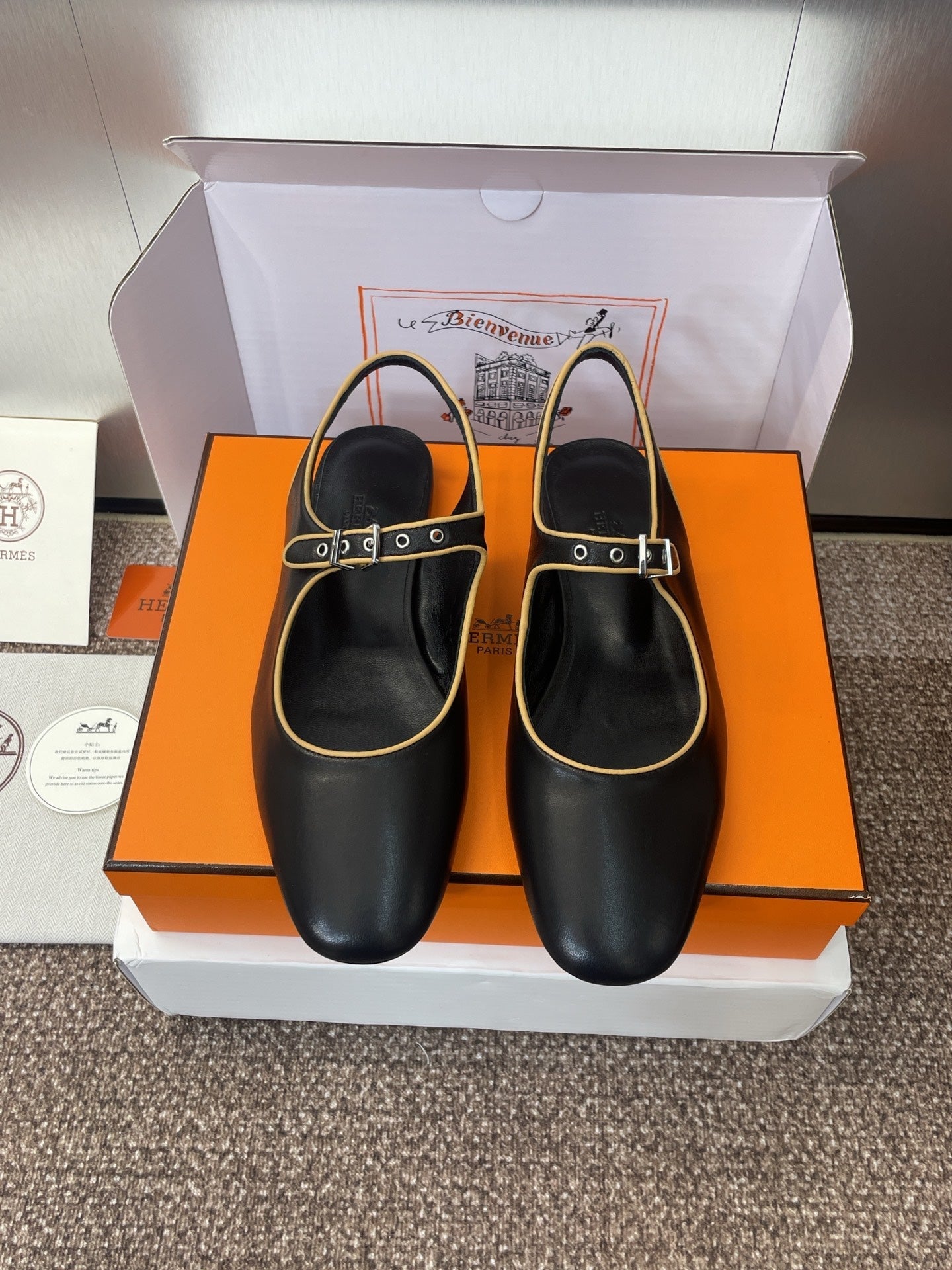 HM 25 Kleo Slingback Black Calfskin 372947