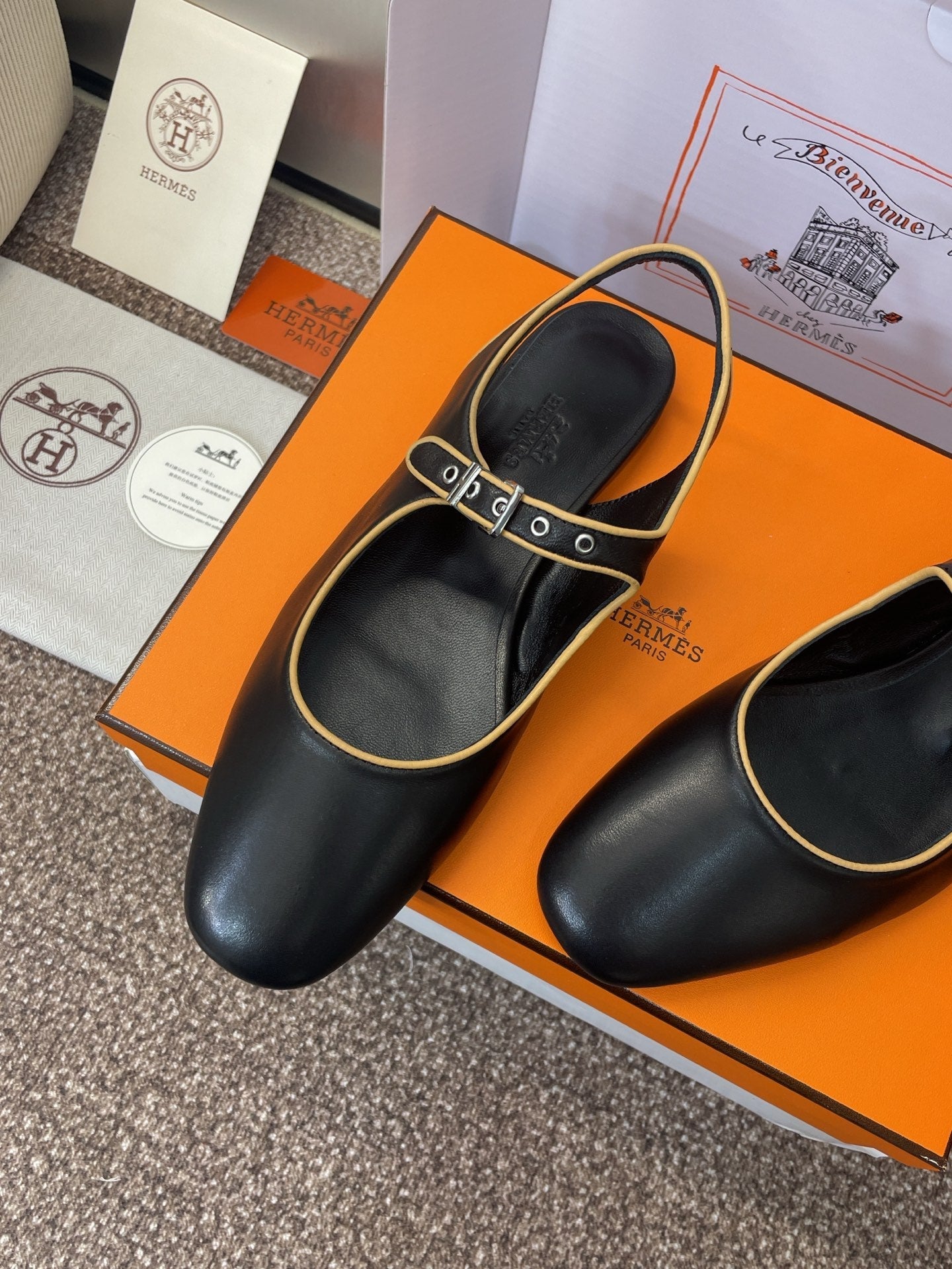 HM 25 Kleo Slingback Black Calfskin 372947