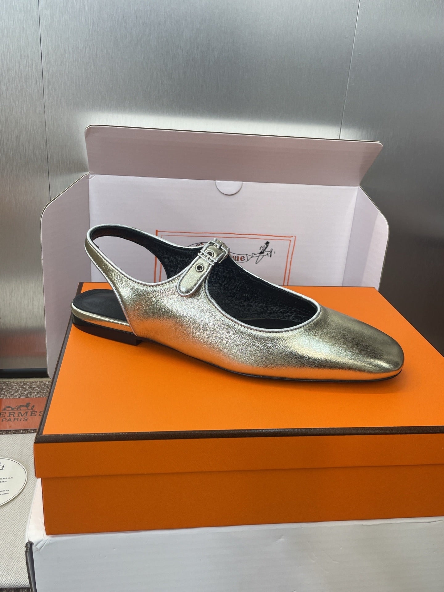 HM 25 Kleo Slingback Gold Calfskin 372948