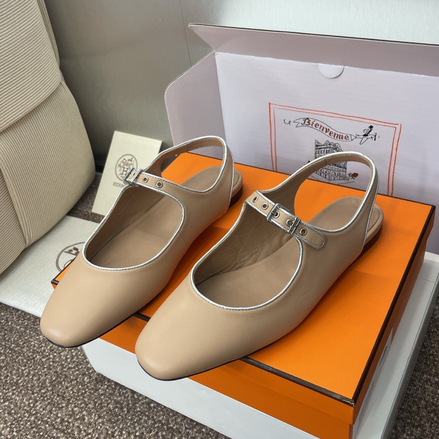 HM 25 Kleo Slingback Beige Calfskin 372949