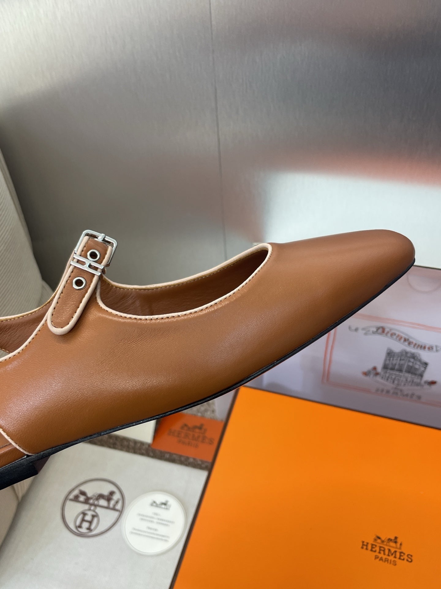 HM 25 Kleo Slingback 6cm Brown Calfskin 372951