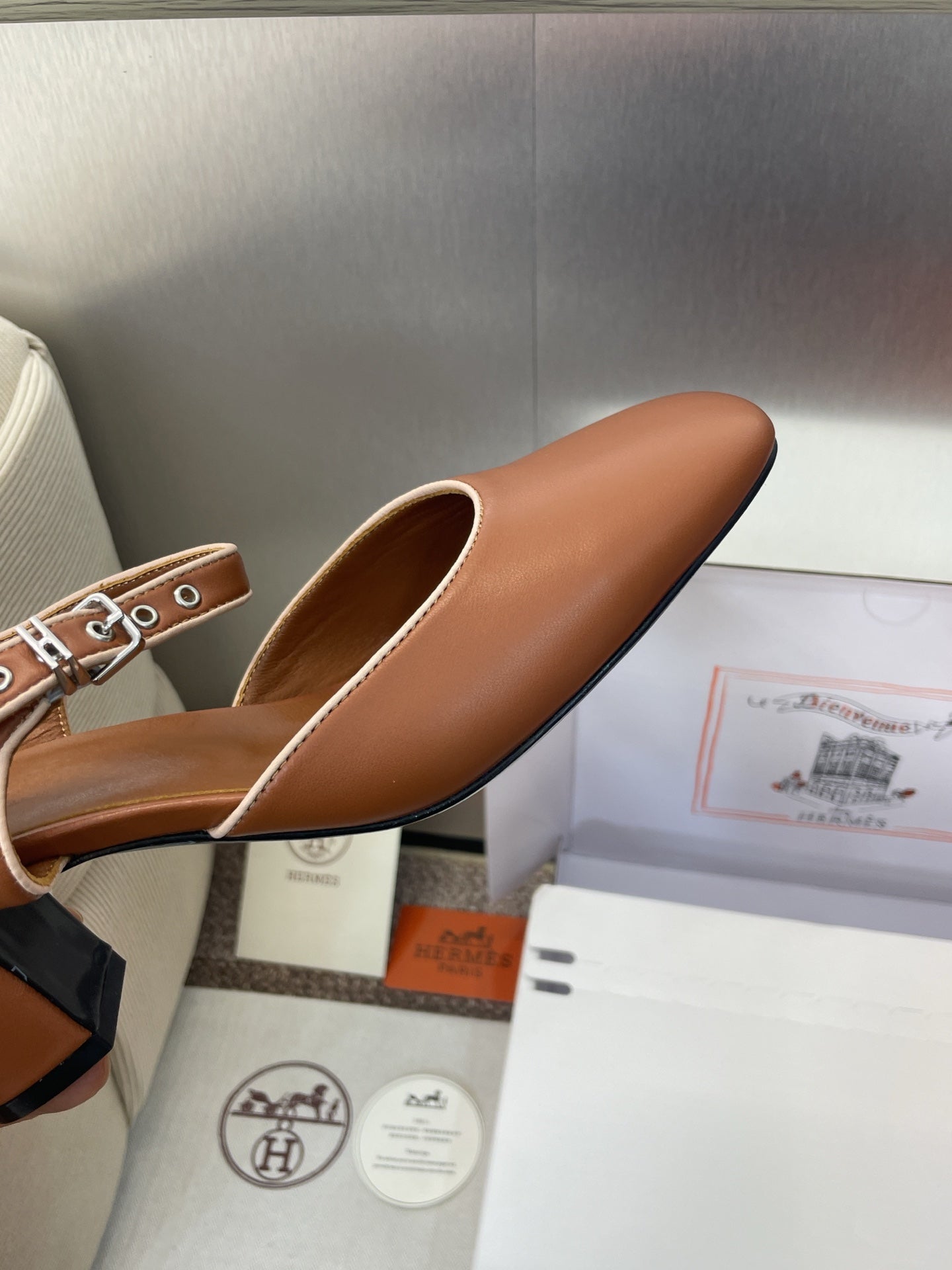 HM 25 Kleo Slingback 6cm Brown Calfskin 372951