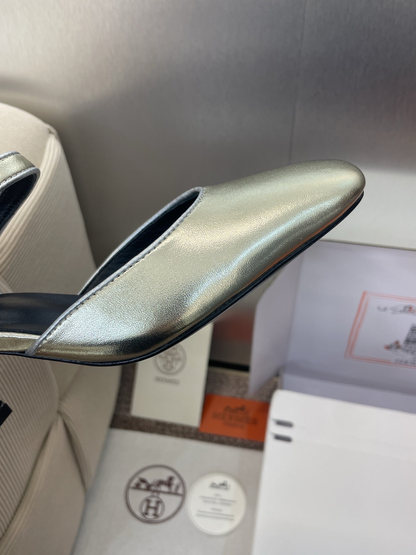 HM 25 Kleo Slingback 6cm Gold Calfskin 372952