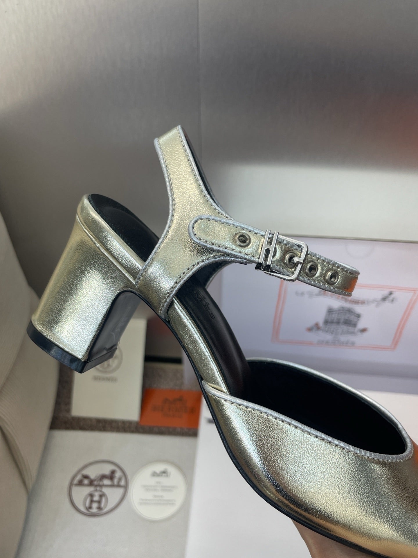 HM 25 Kleo Slingback 6cm Gold Calfskin 372952