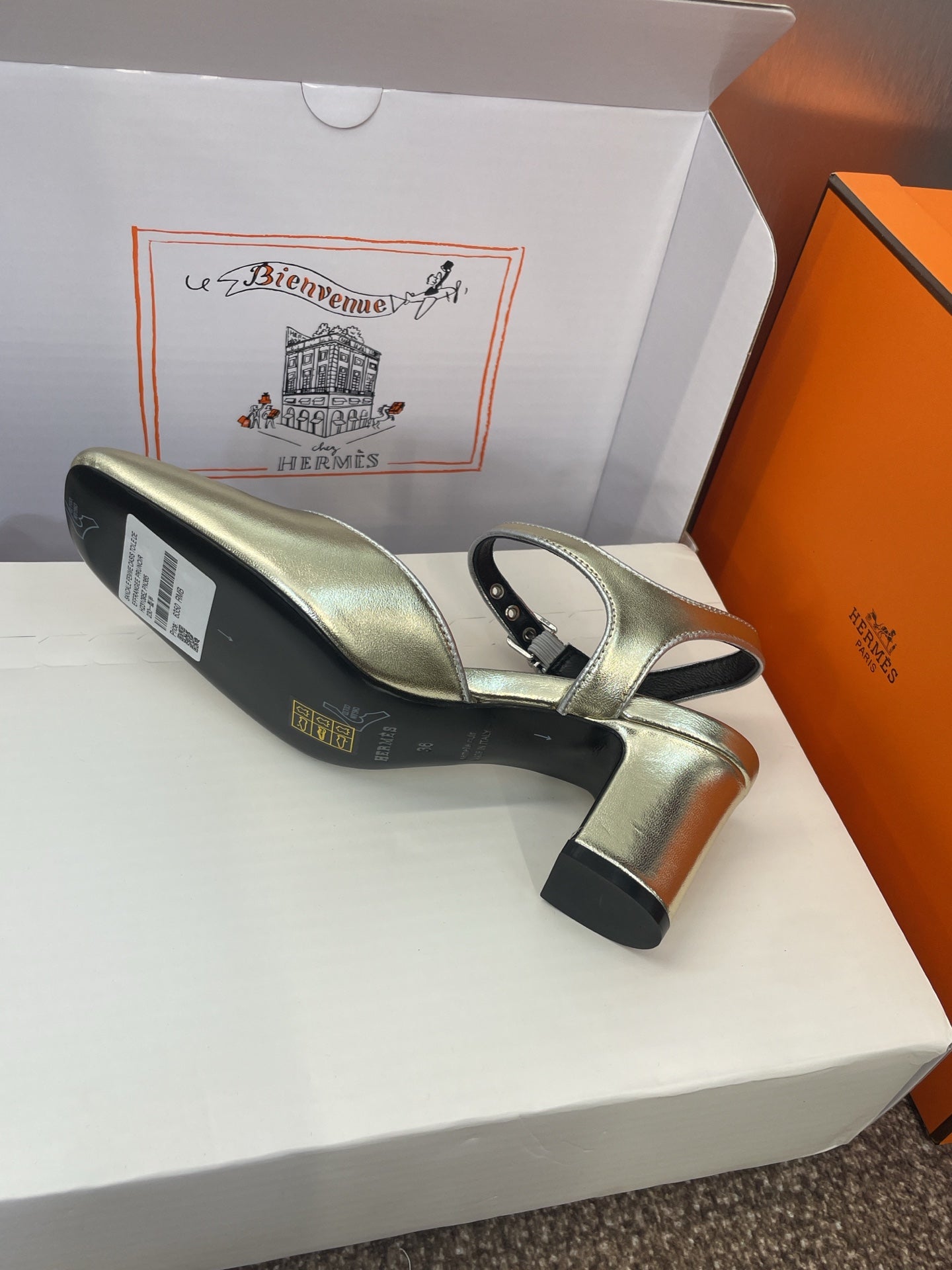 HM 25 Kleo Slingback 6cm Gold Calfskin 372952