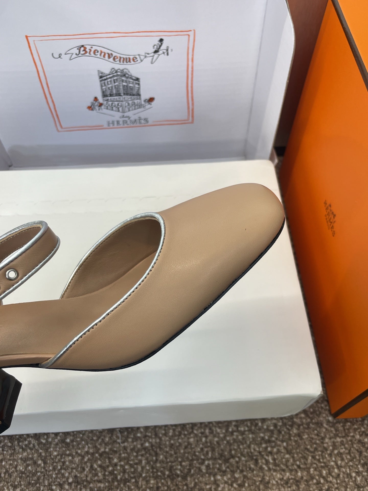 HM 25 Kleo Slingback 6cm Beige Calfskin 372953