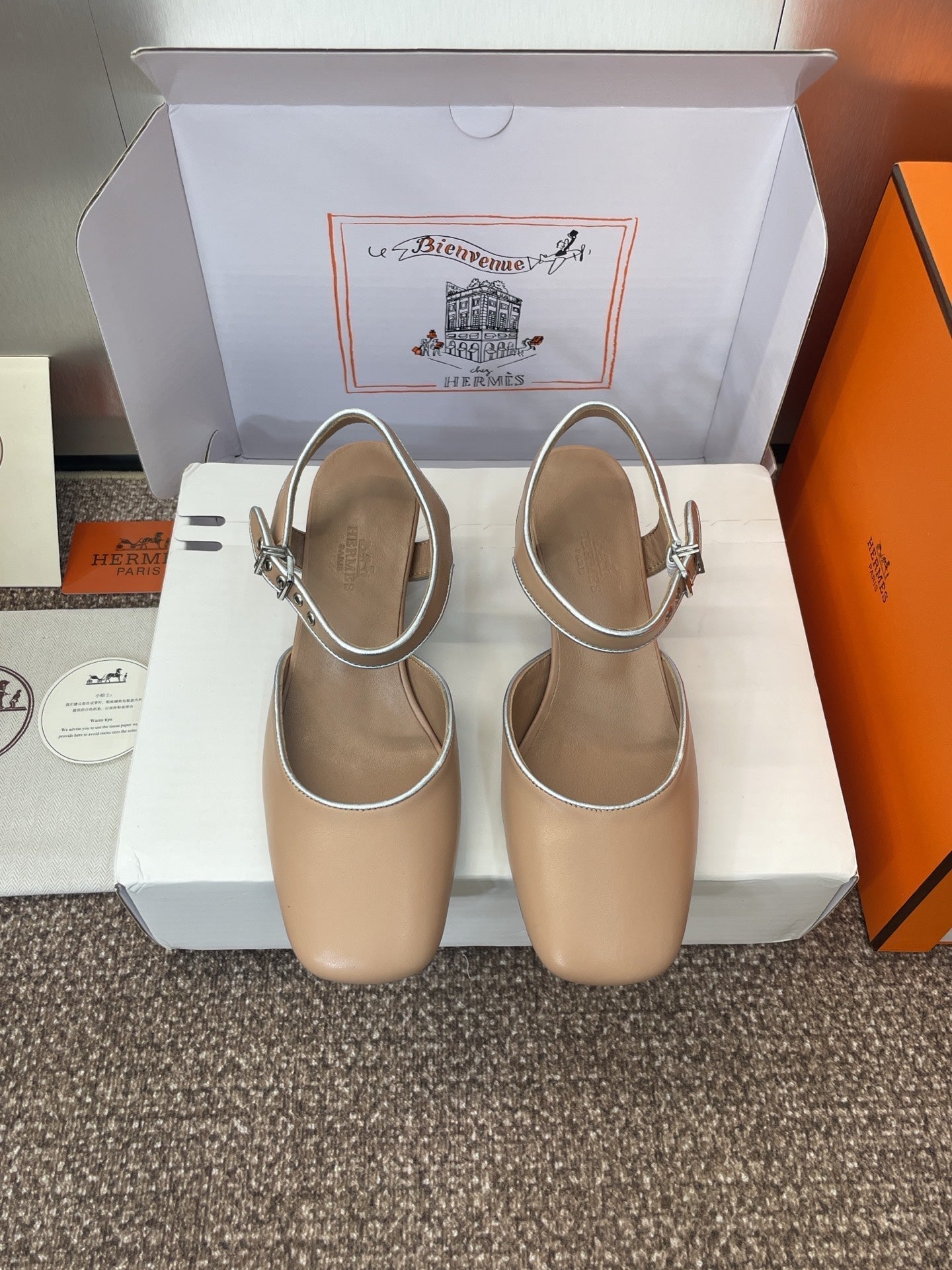 HM 25 Kleo Slingback 6cm Beige Calfskin 372953