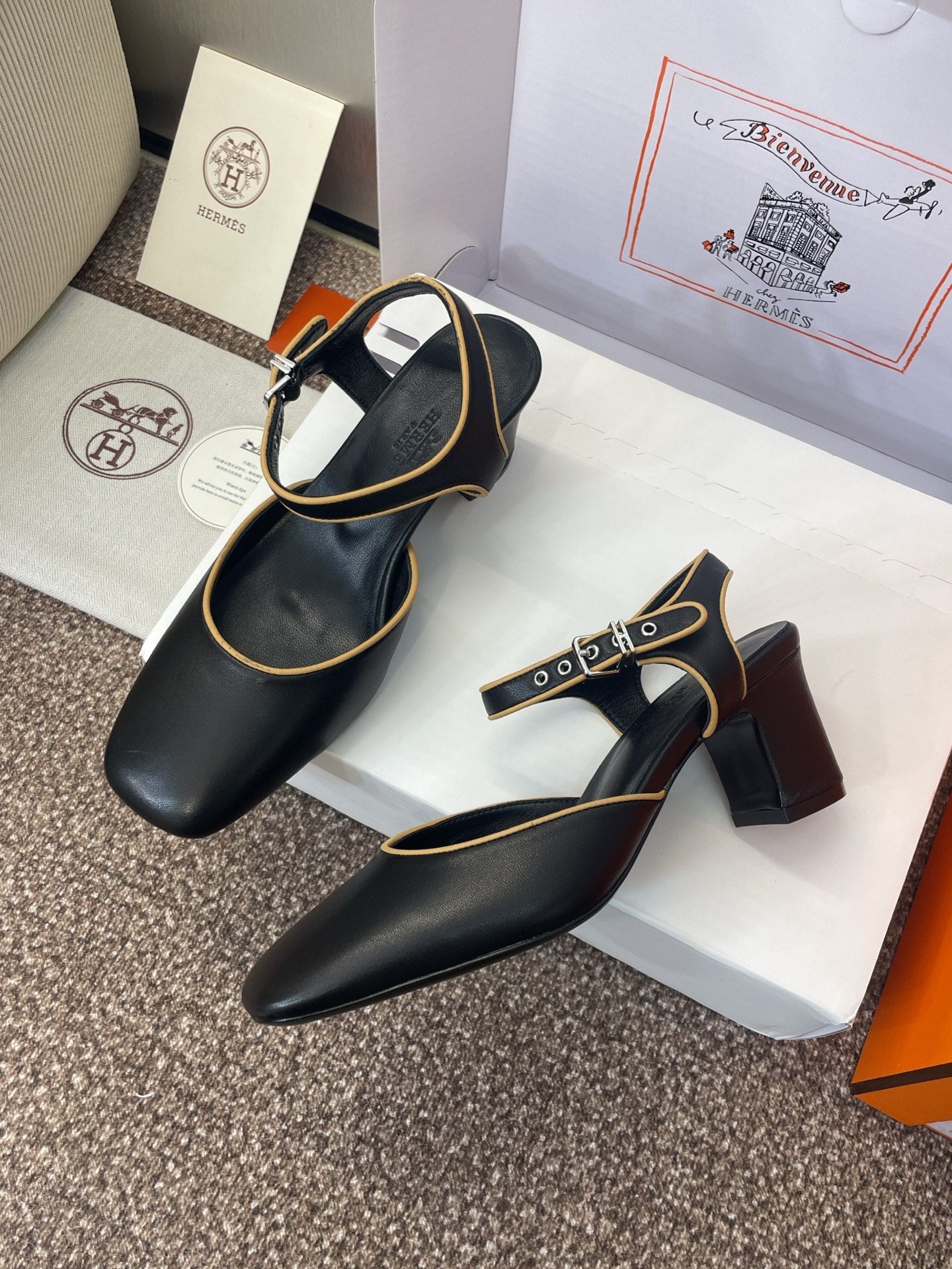 HM 25 Kleo Slingback 6cm Black Calfskin 372954