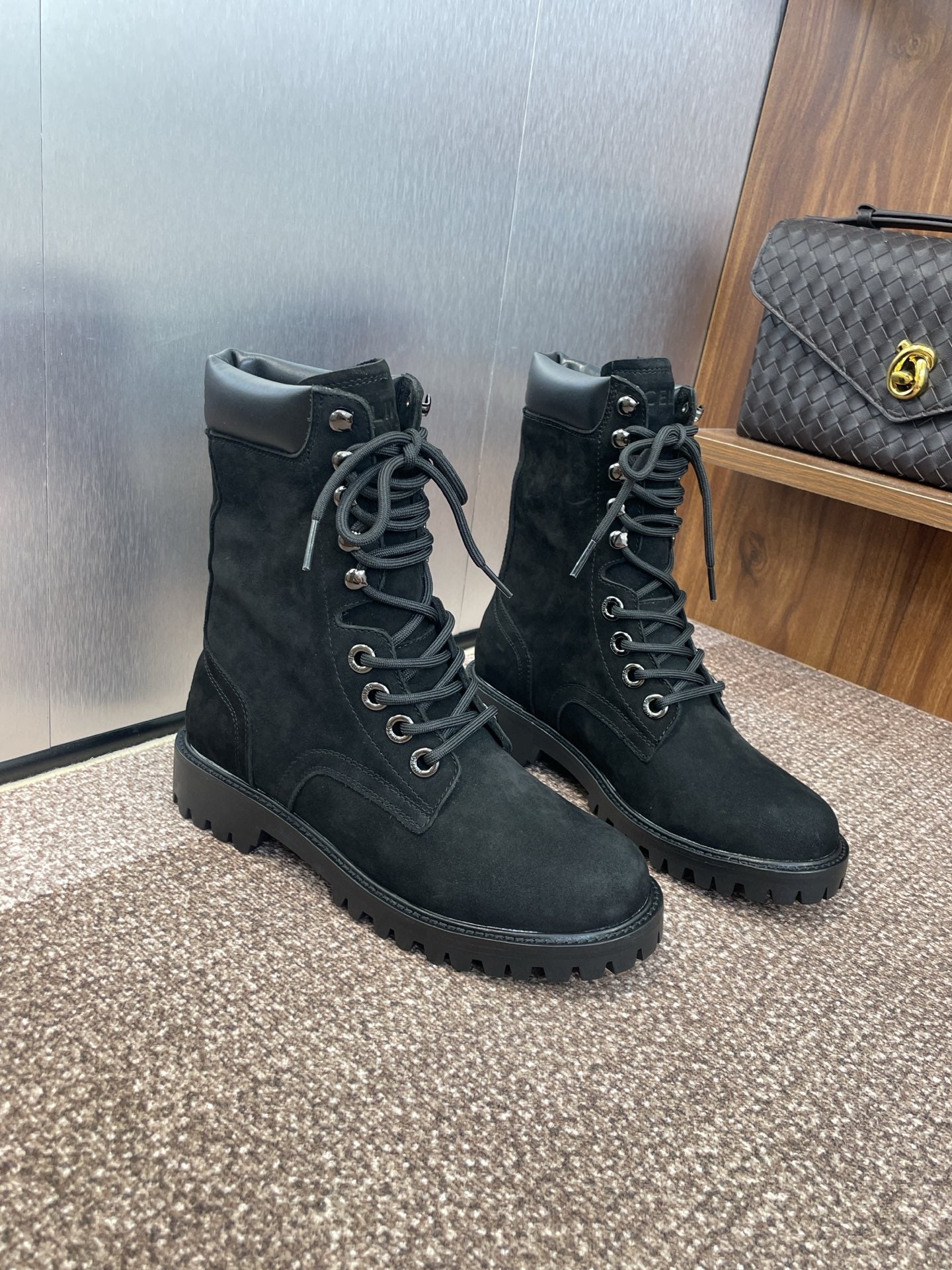 CELINE Ankle Boots Black Suede 433389