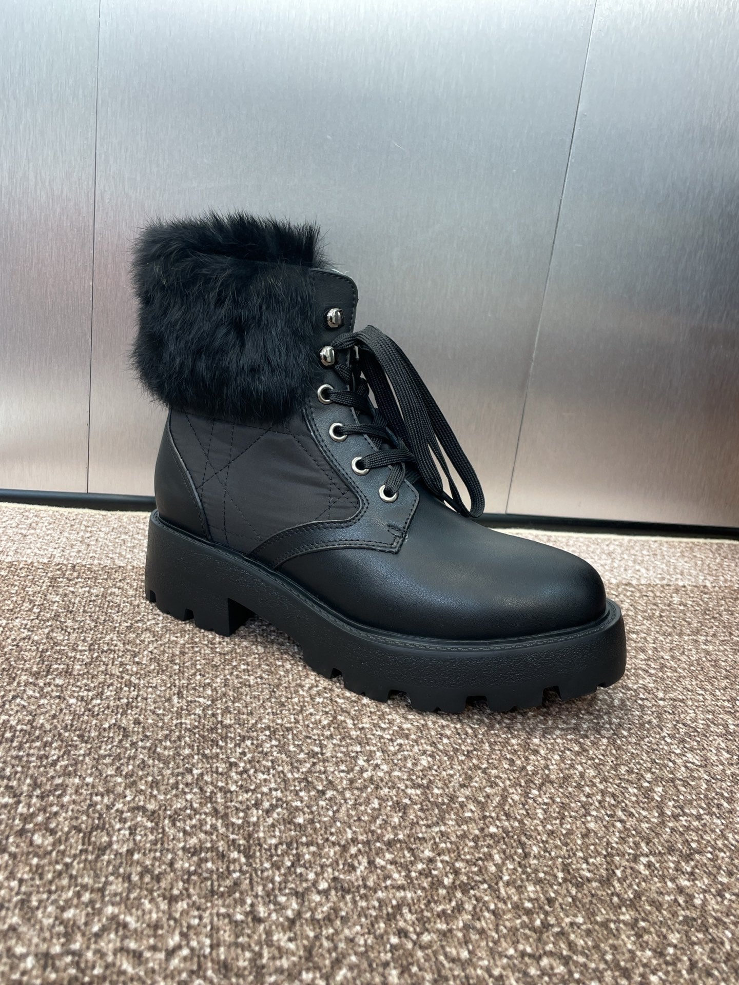 CD ankle boots black leather mix wool 433137