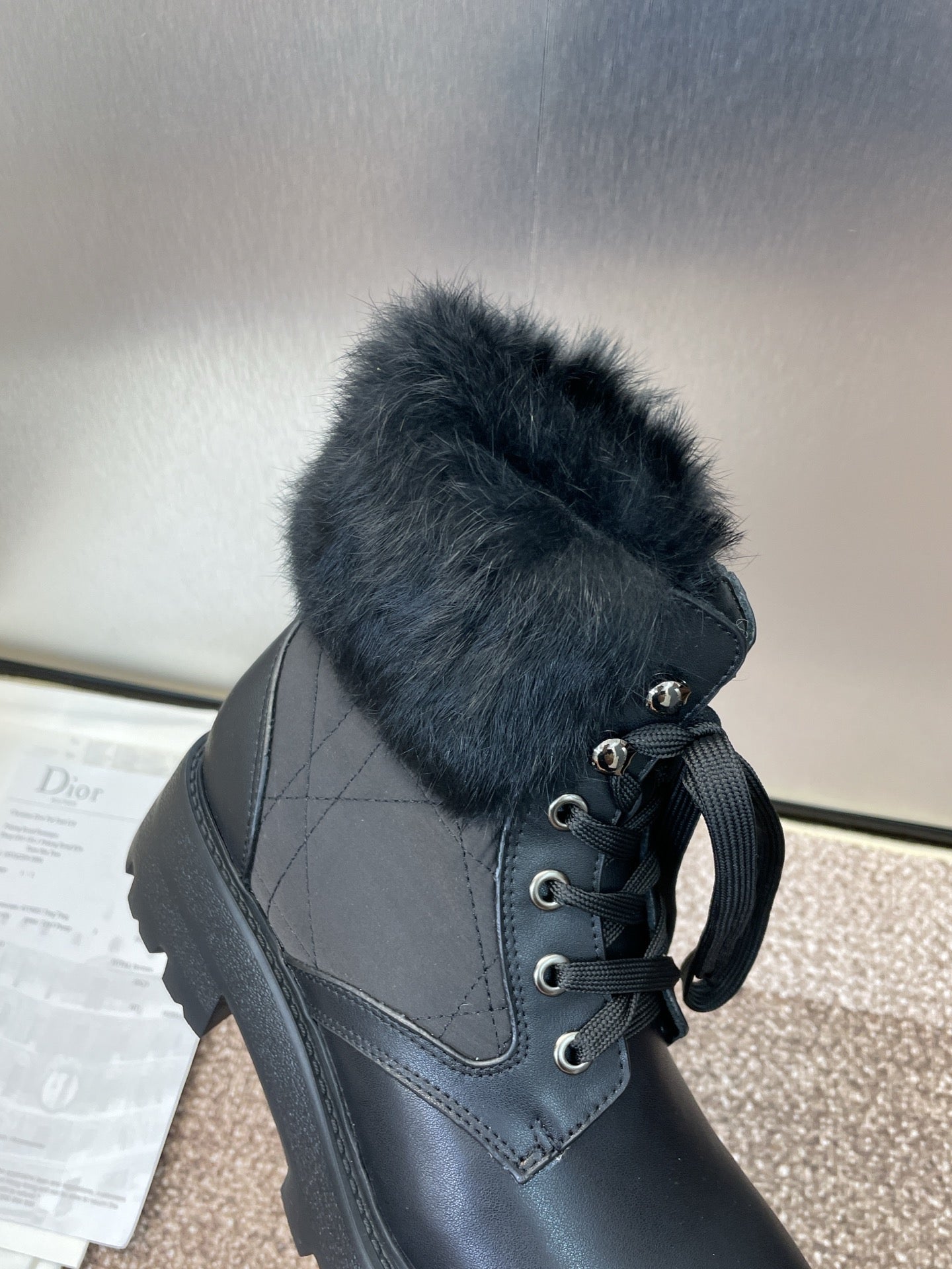 CD ankle boots black leather mix wool 433137