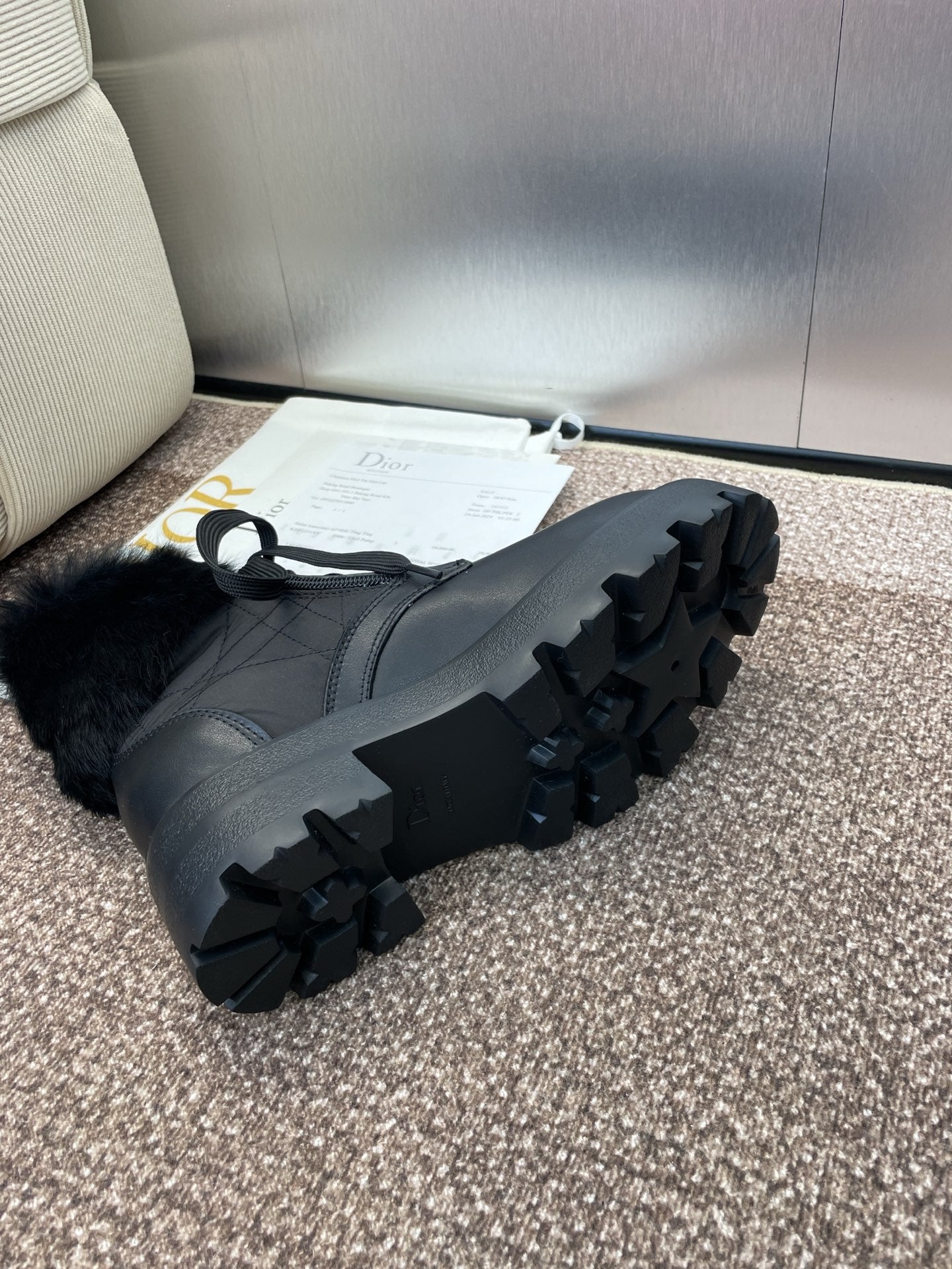 CD ankle boots black leather mix wool 433137