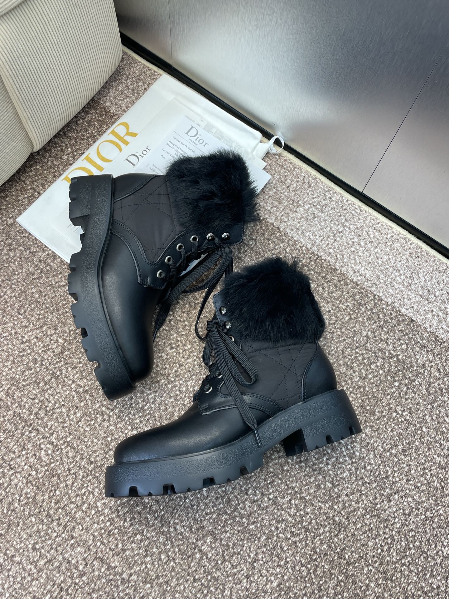 CD ankle boots black leather mix wool 433137