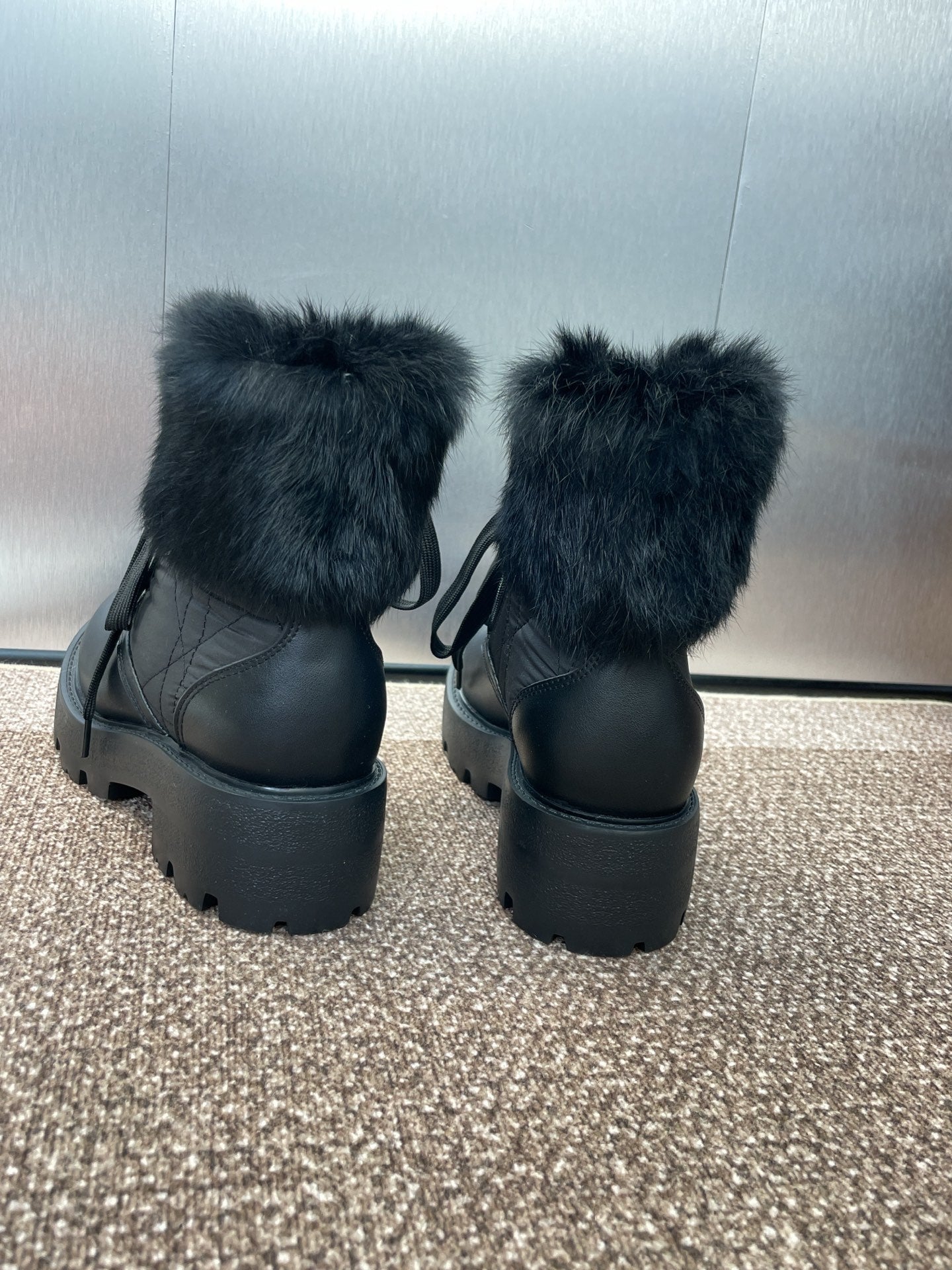 CD ankle boots black leather mix wool 433137