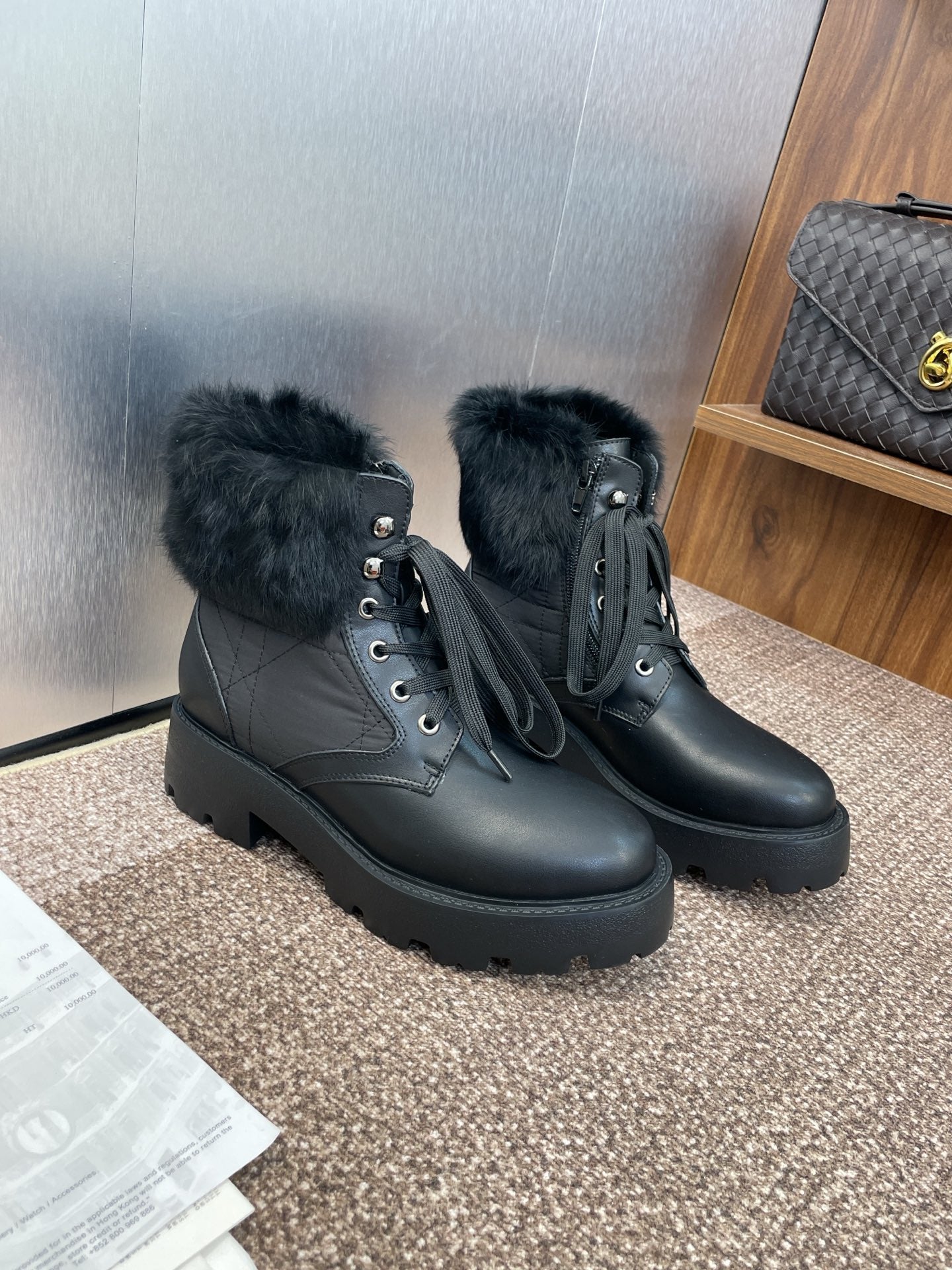 CD ankle boots black leather mix wool 433137