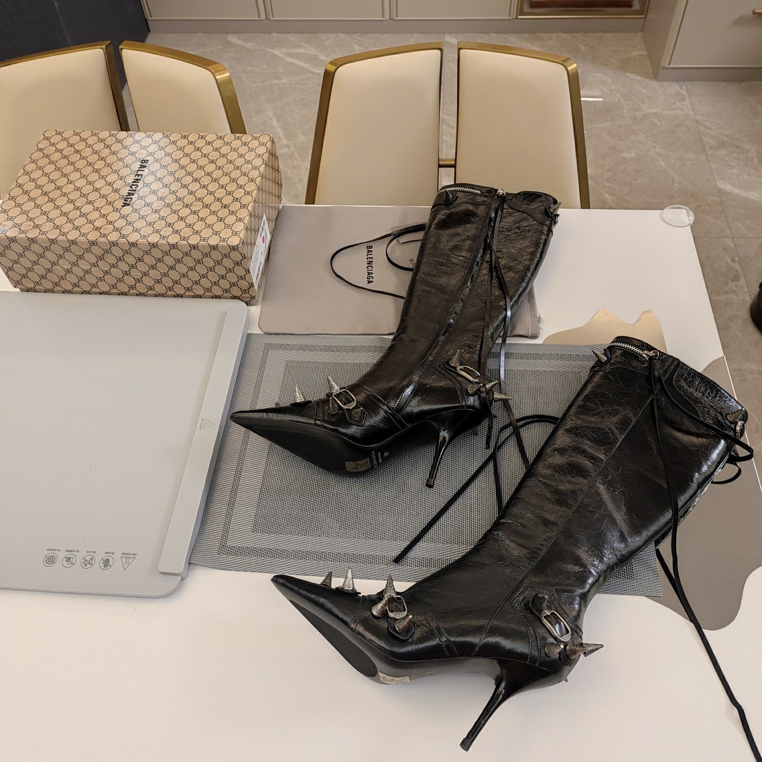 Balenciaga Cagole 90 mm Boots Black Lambskin 846485