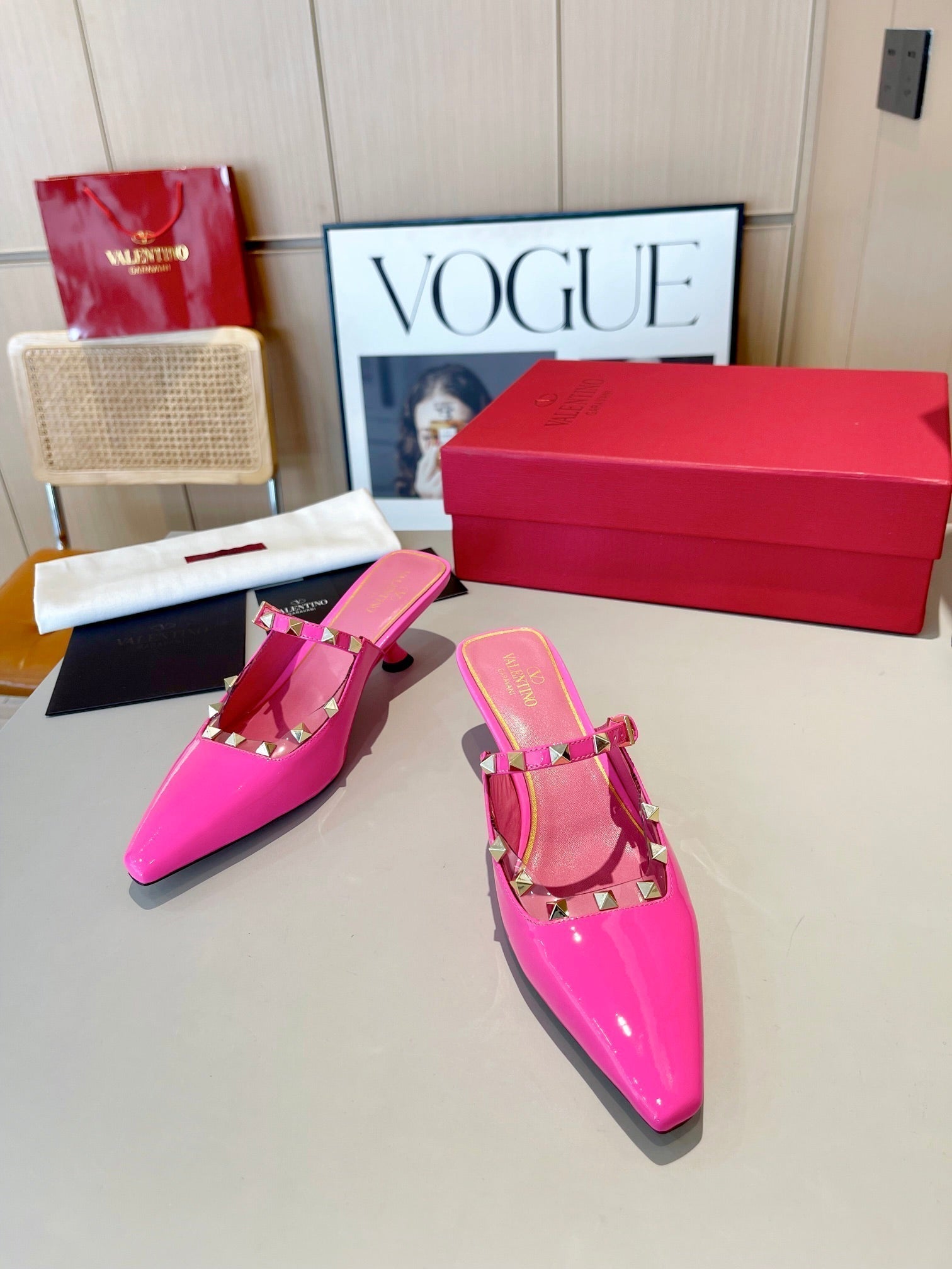 Valentino 25 Pump Mules Heels Patent Leather 239599