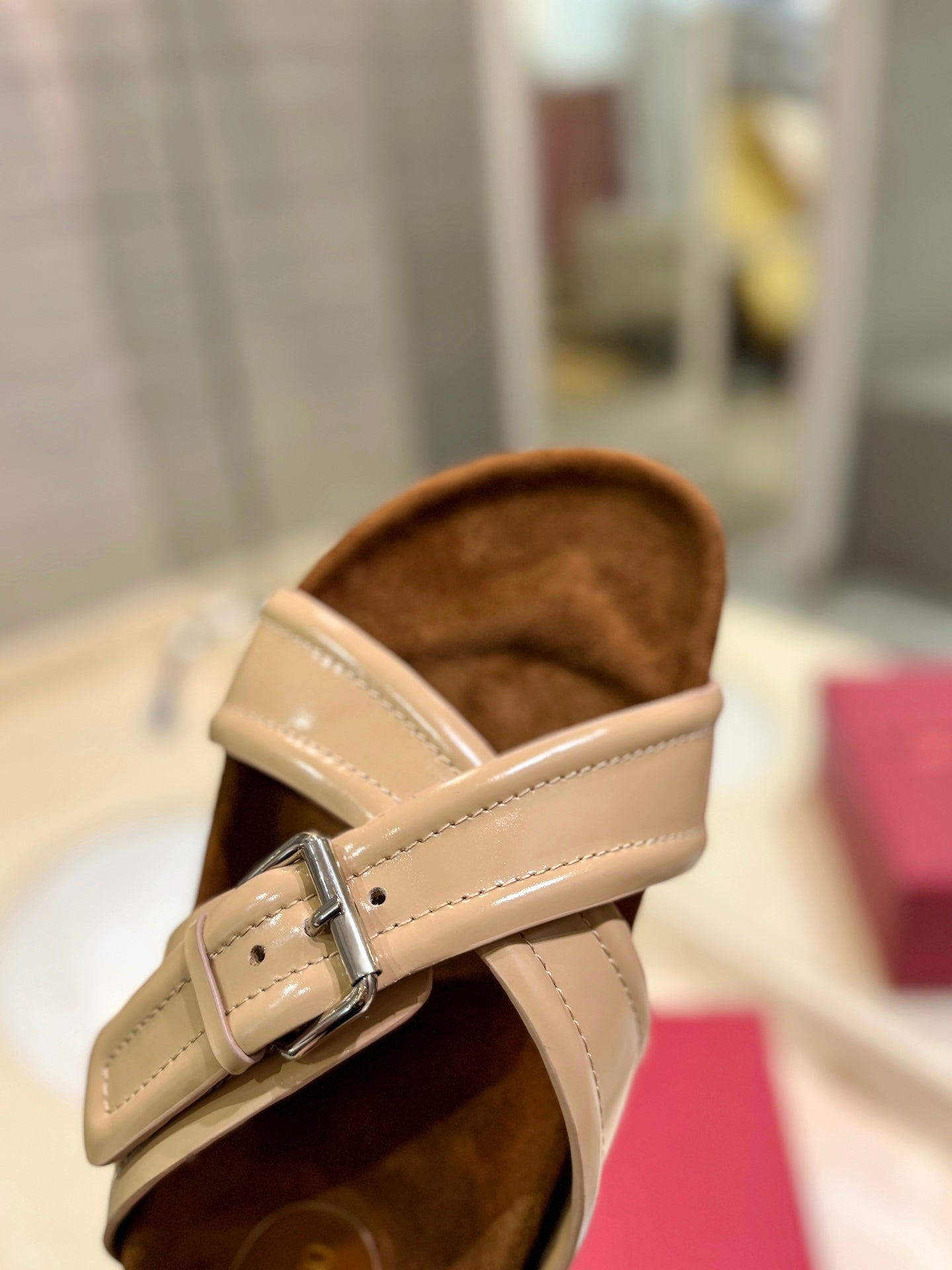 CROSSOVER - STRAP CAMEL BROWN CALFSKIN SLIDE
