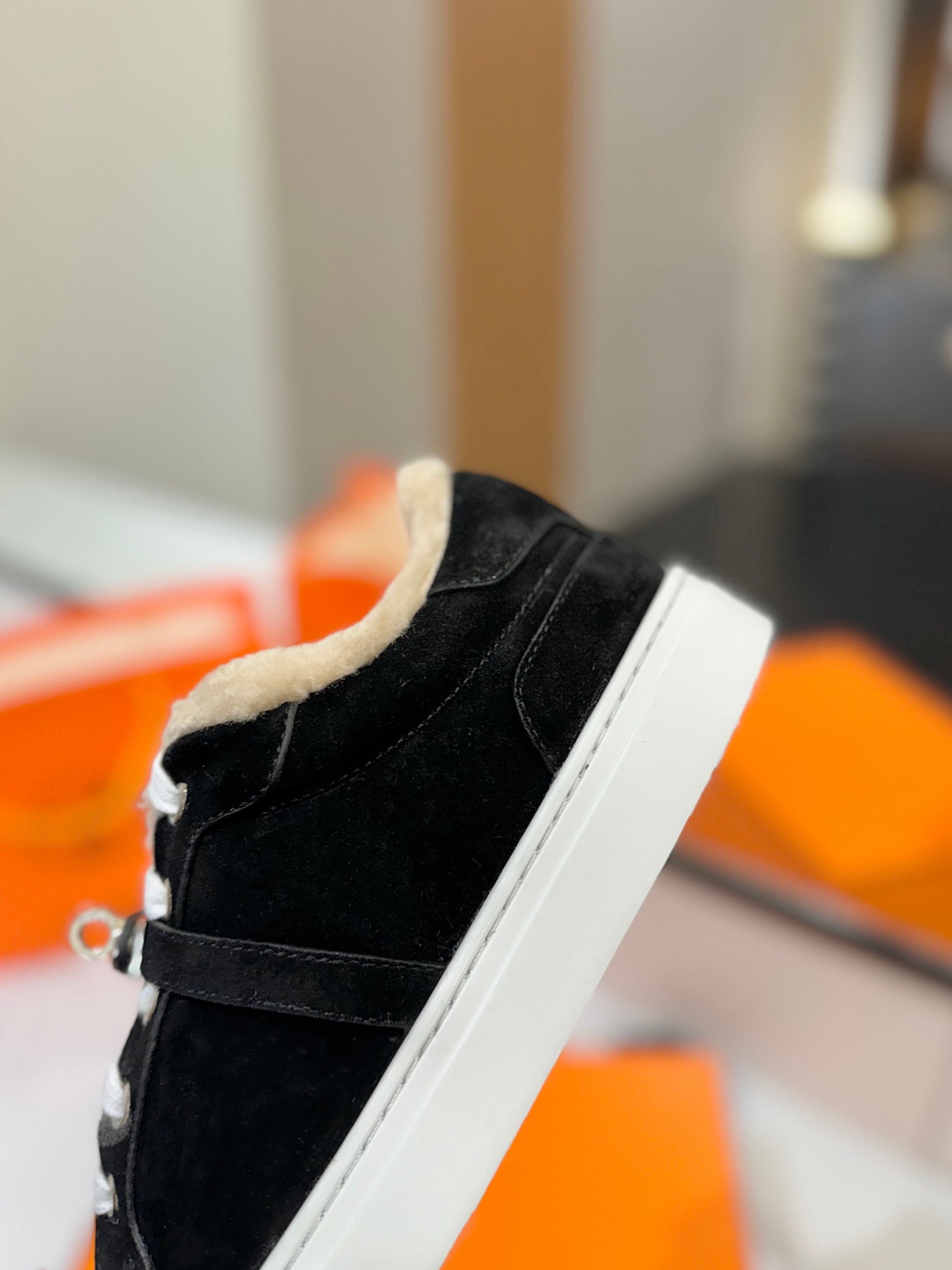 HM Day Sneaker Black With Wool Lining Suede  983044