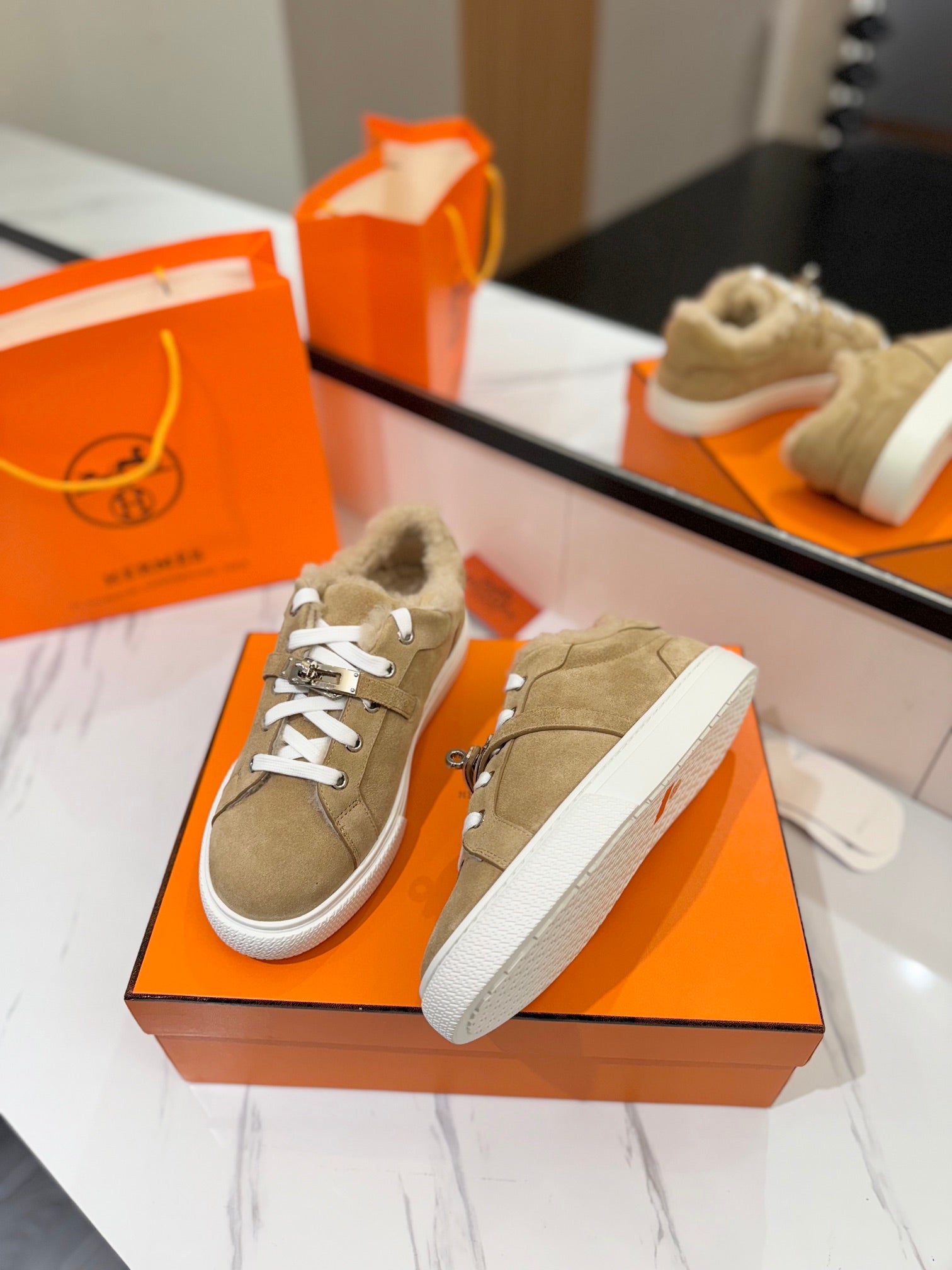 HM Day Sneaker Light Brown With Wool Lining Suede 983048