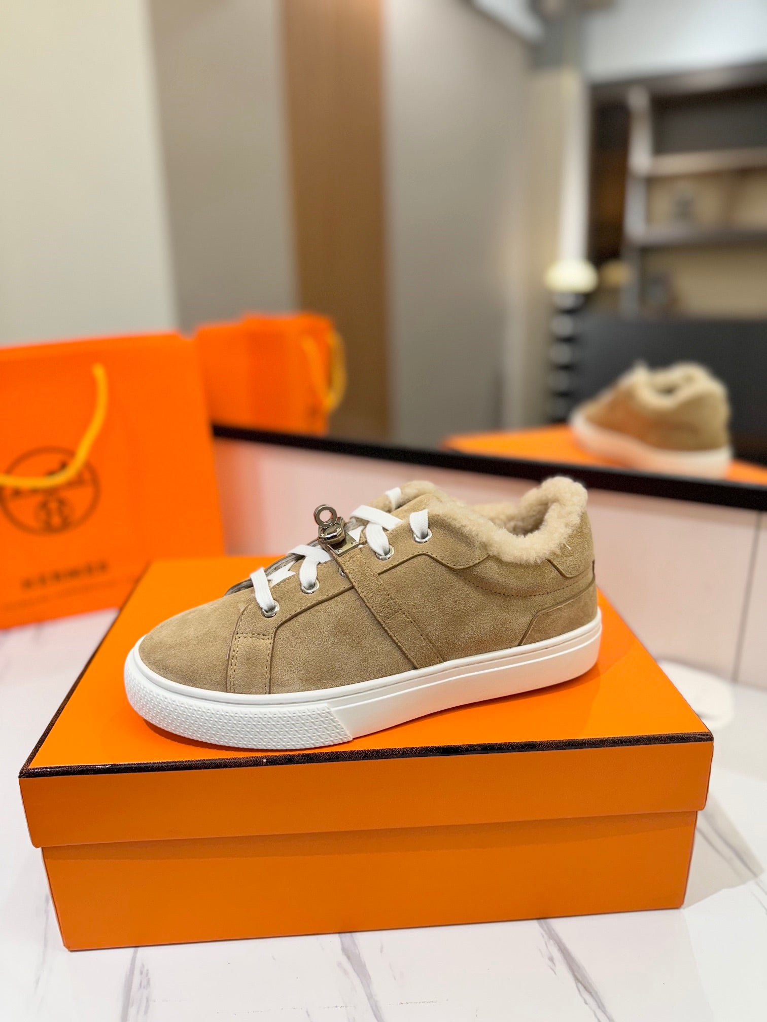 HM Day Sneaker Light Brown With Wool Lining Suede 983048