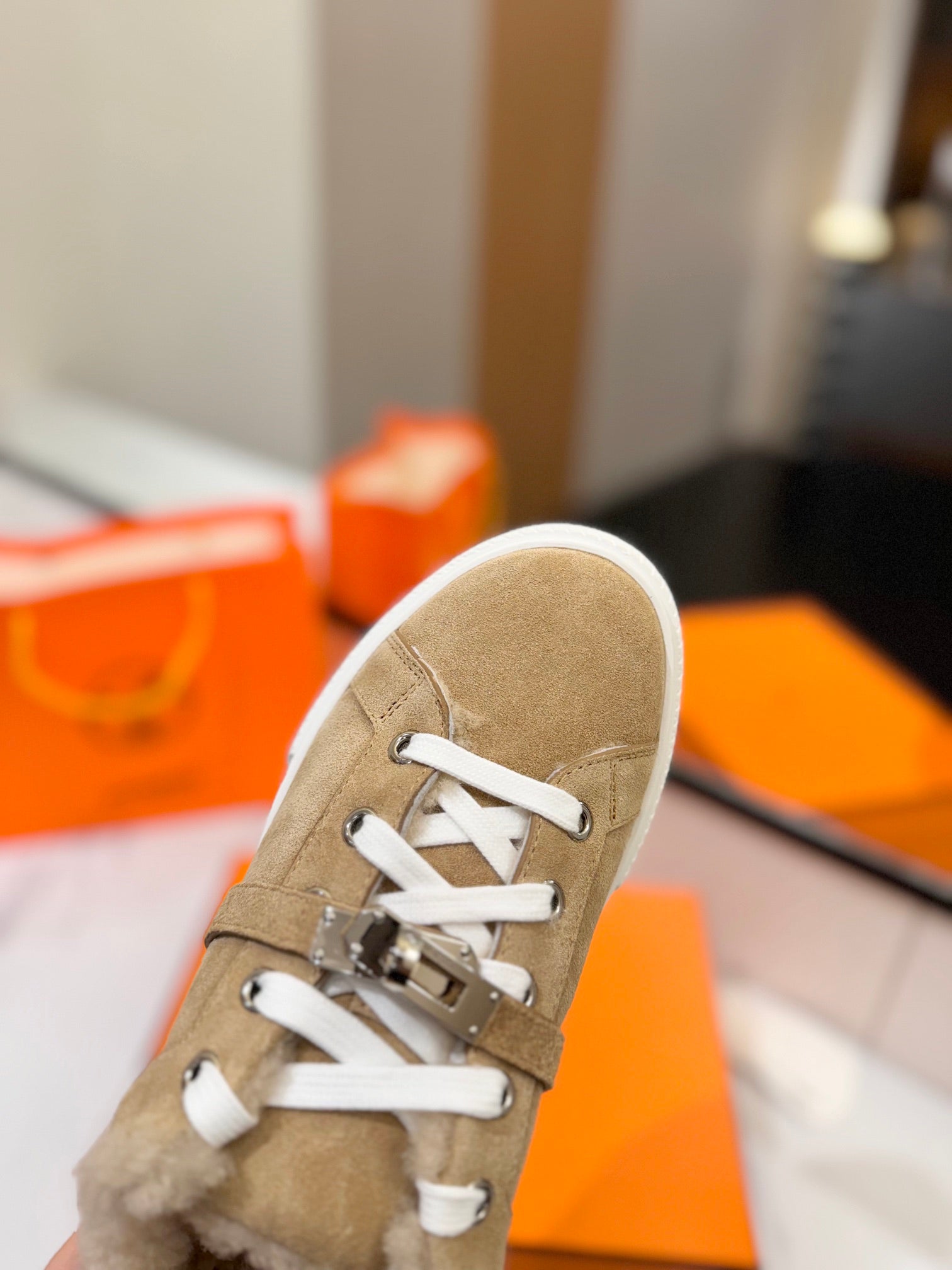 HM Day Sneaker Light Brown With Wool Lining Suede 983048