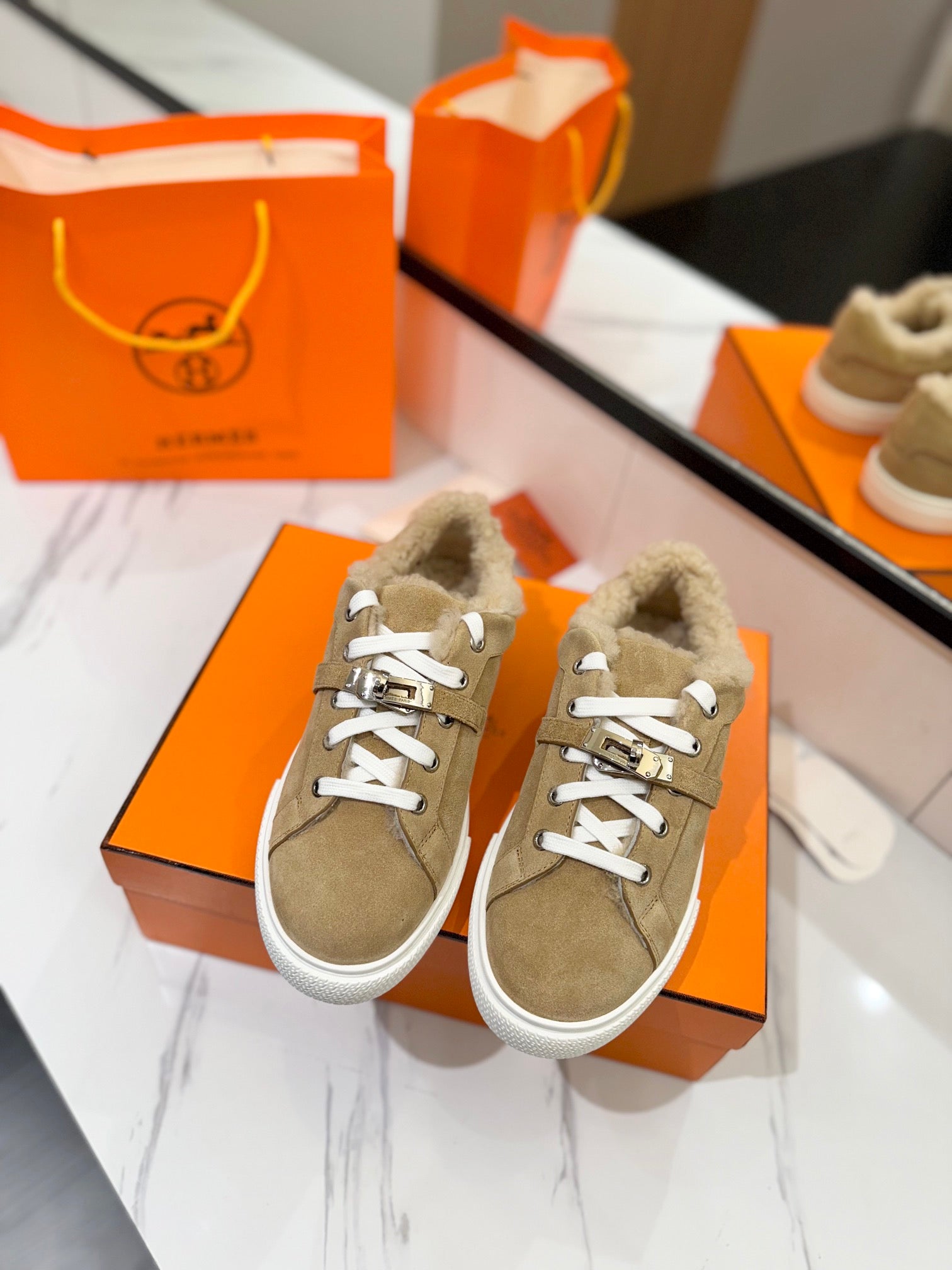 HM Day Sneaker Light Brown With Wool Lining Suede 983048