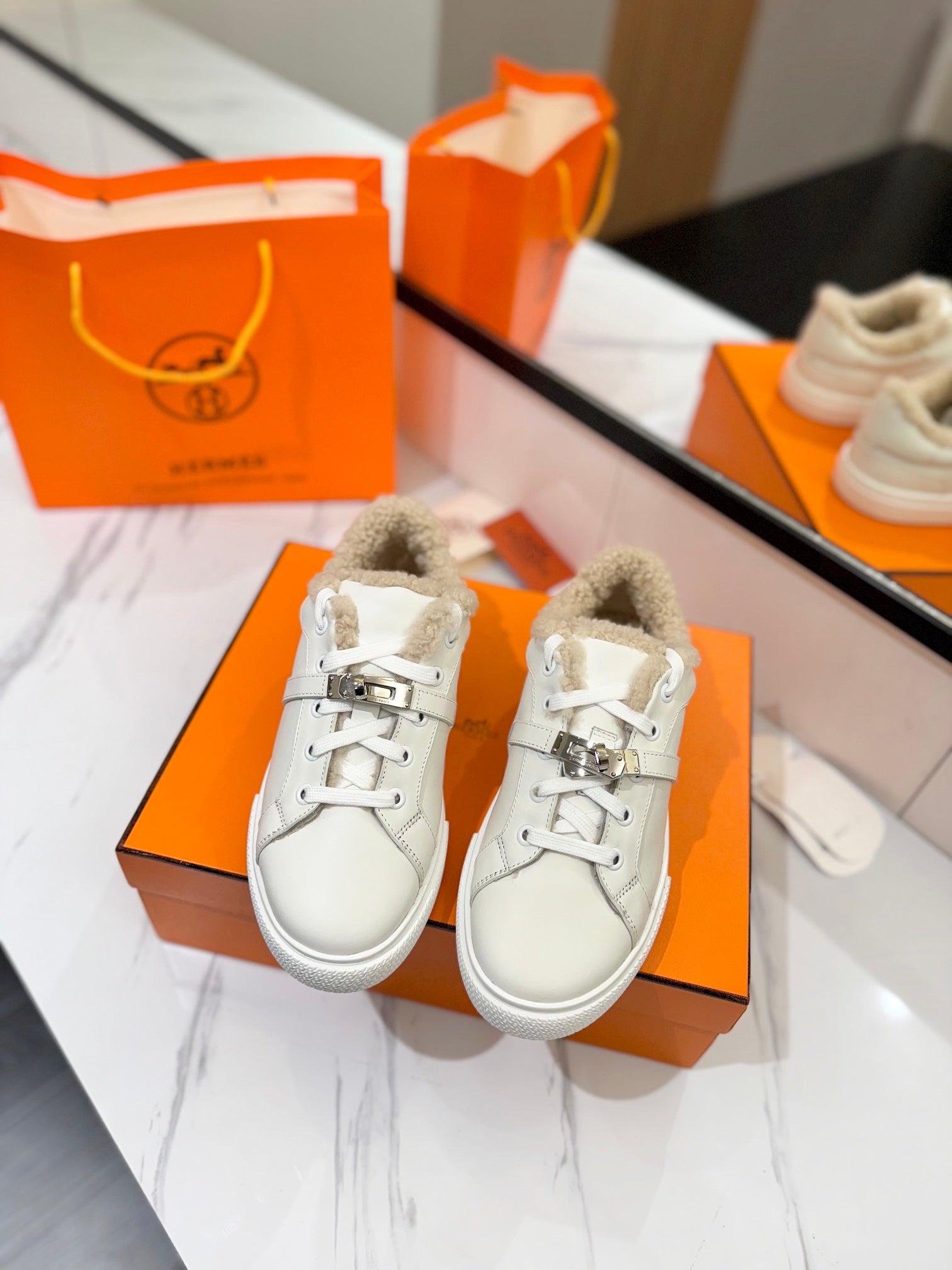 HM Day Sneaker White With Wool Lining Cowhide 983056