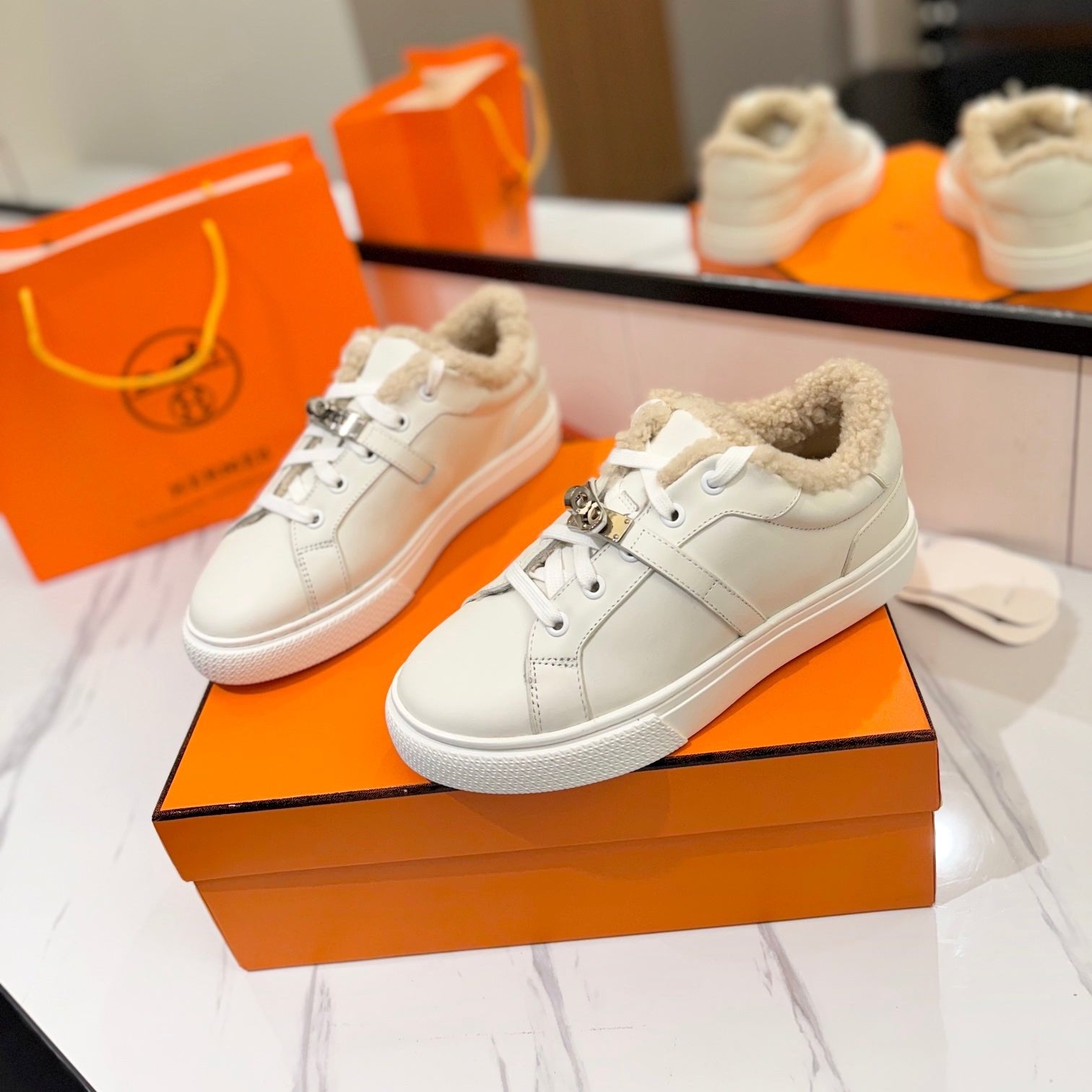 HM Day Sneaker White With Wool Lining Cowhide 983056