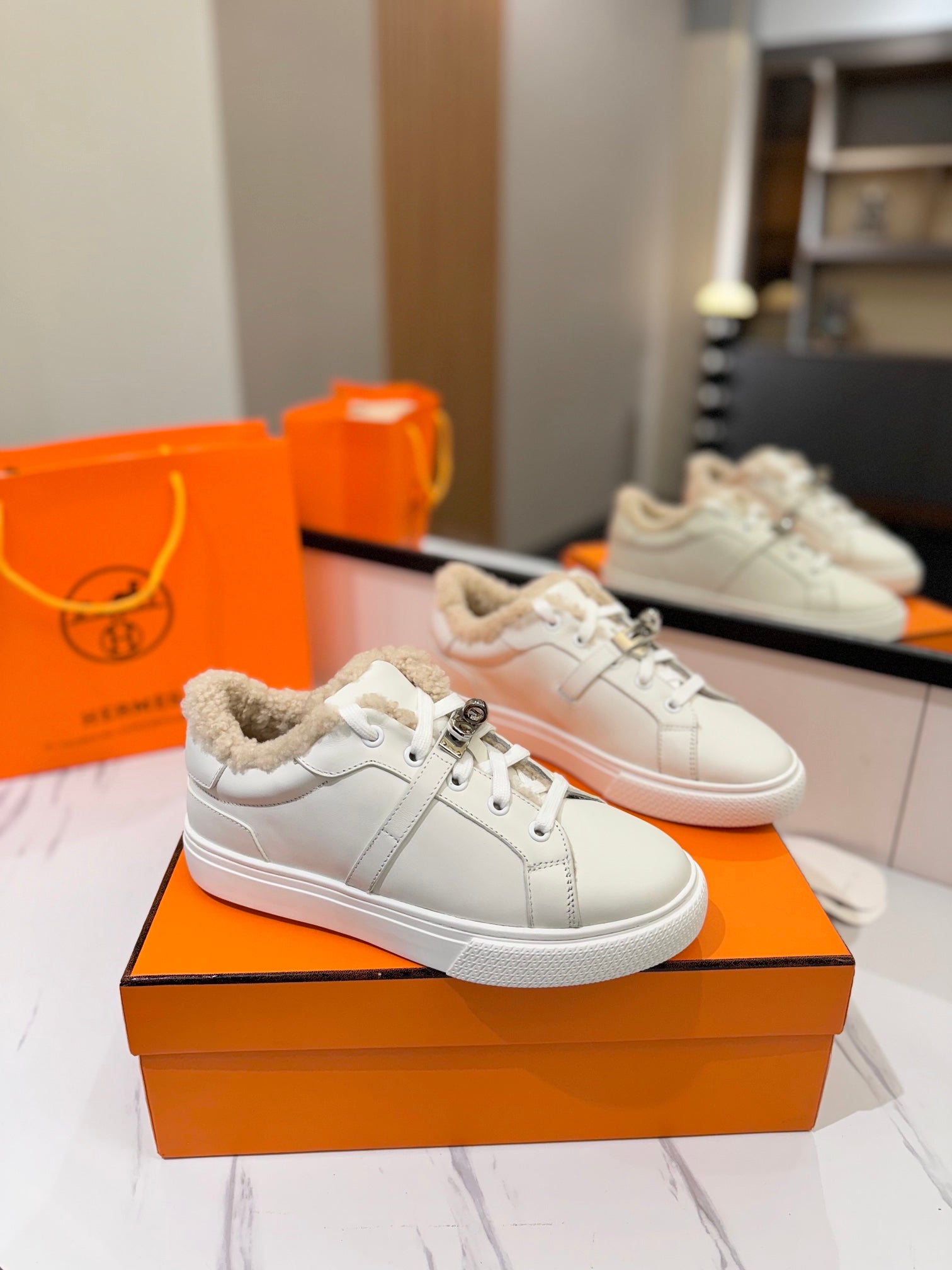 HM Day Sneaker White With Wool Lining Cowhide 983056