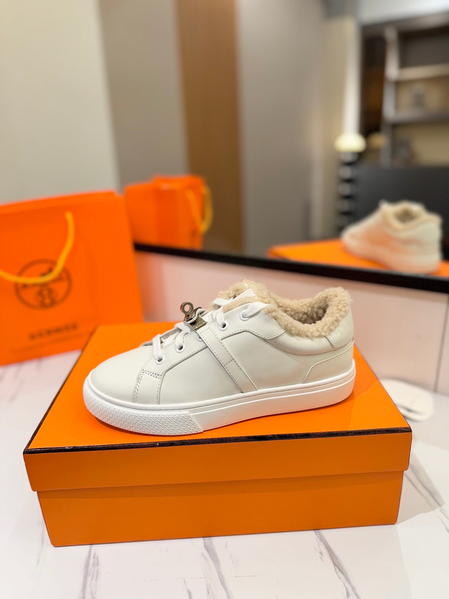 HM Day Sneaker White With Wool Lining Cowhide 983056