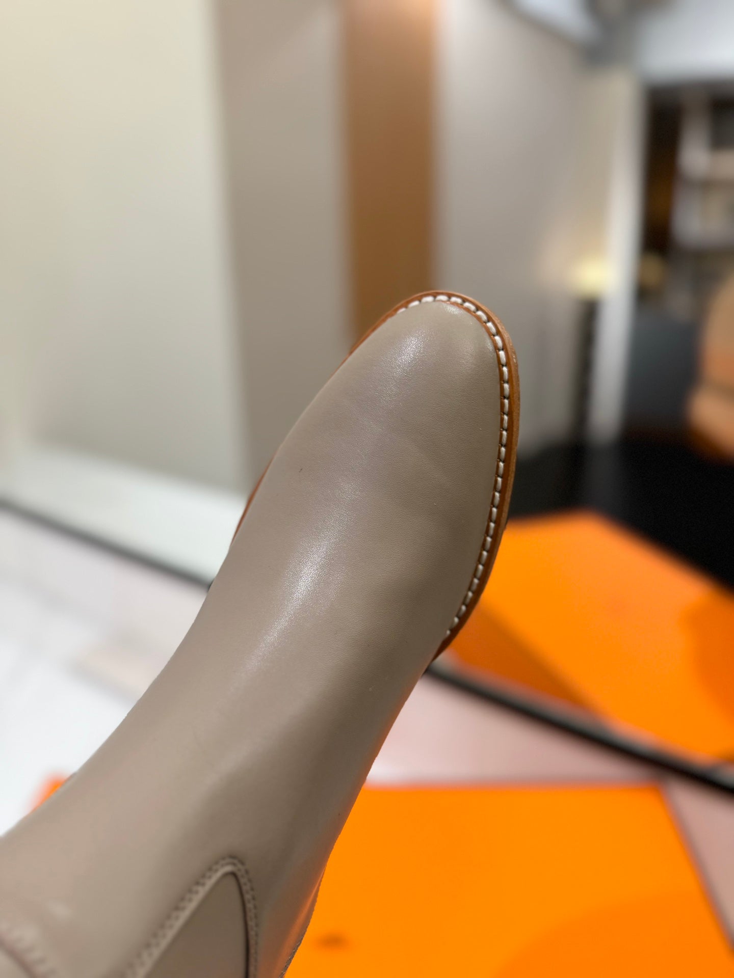 HM Jumping Boot 20MM Grey Beige Printed Pattern Cowhide 992360