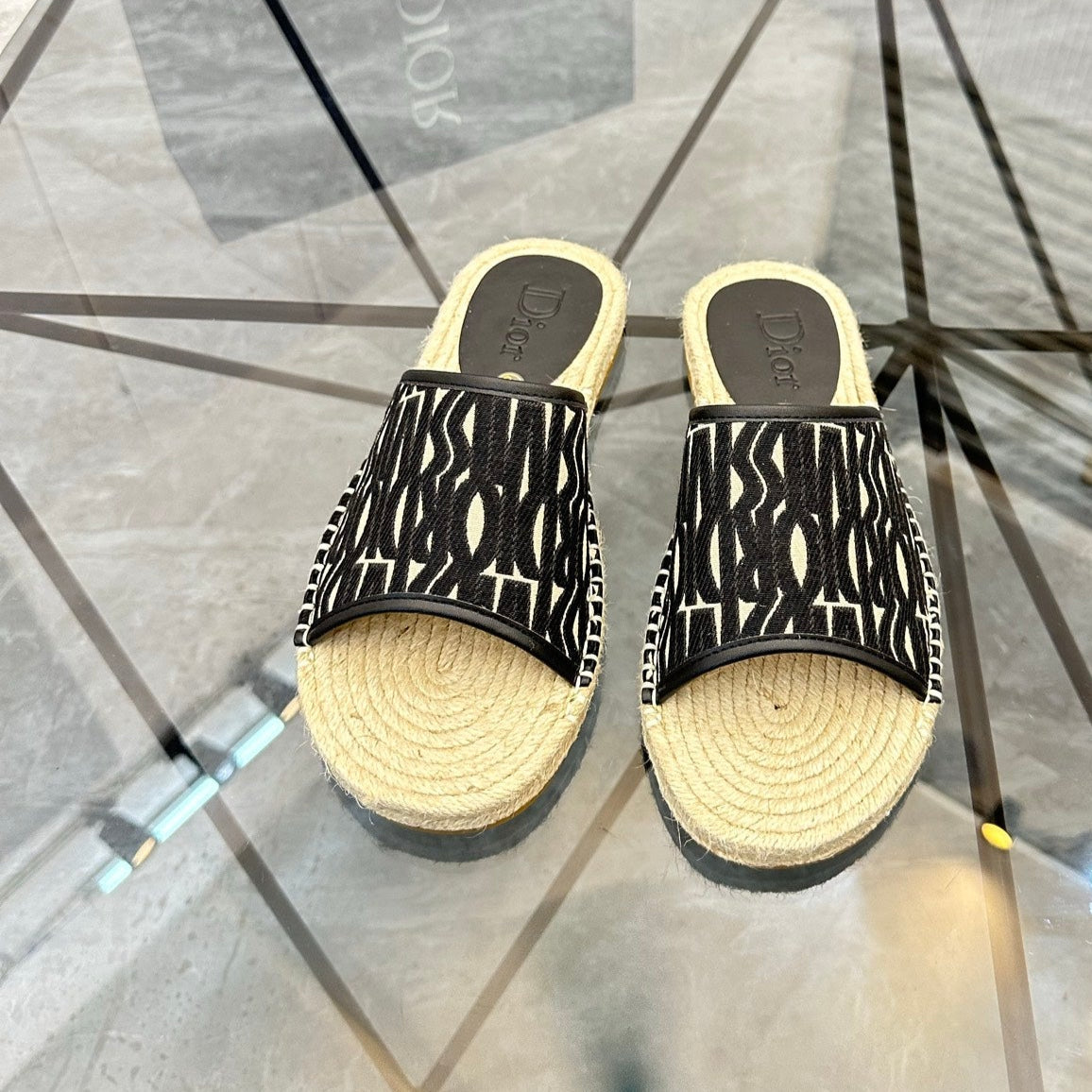 CD Espadrille Slide Navy Black Printed Fabric 639442