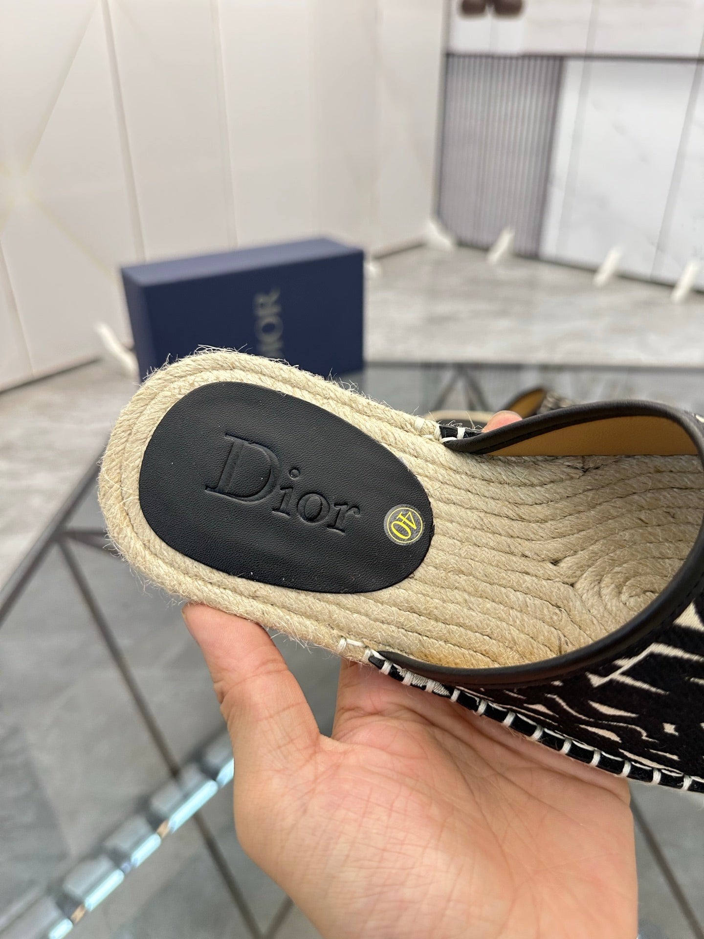 CD Espadrille Slide Navy Black Printed Fabric 639442