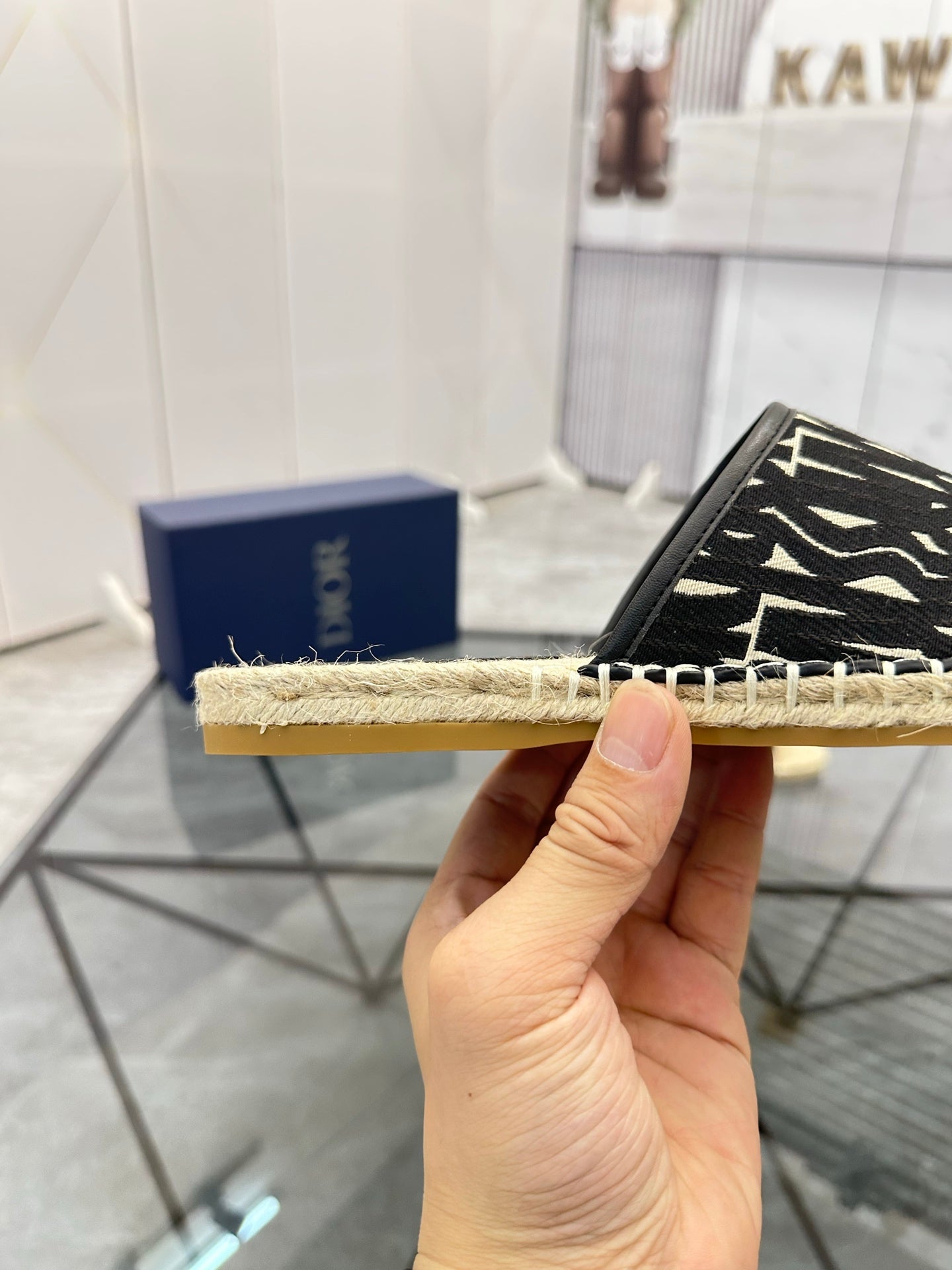 CD Espadrille Slide Navy Black Printed Fabric 639442