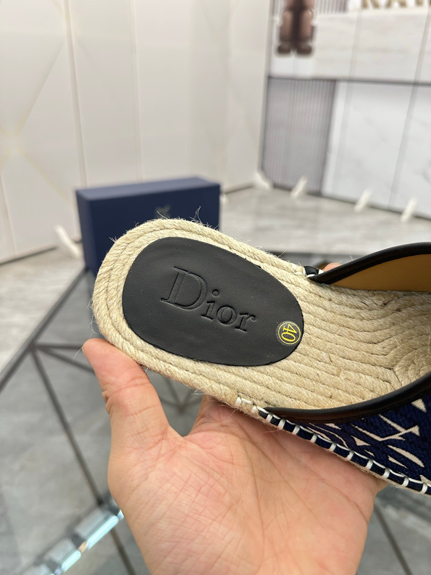 CD Espadrille Slide Navy Blue Printed Fabric 639439