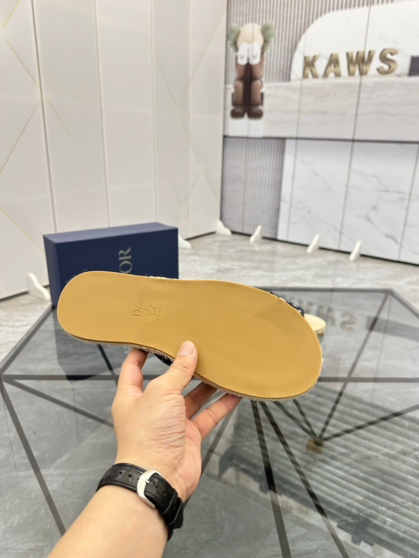 CD Espadrille Slide Navy Blue Printed Fabric 639439