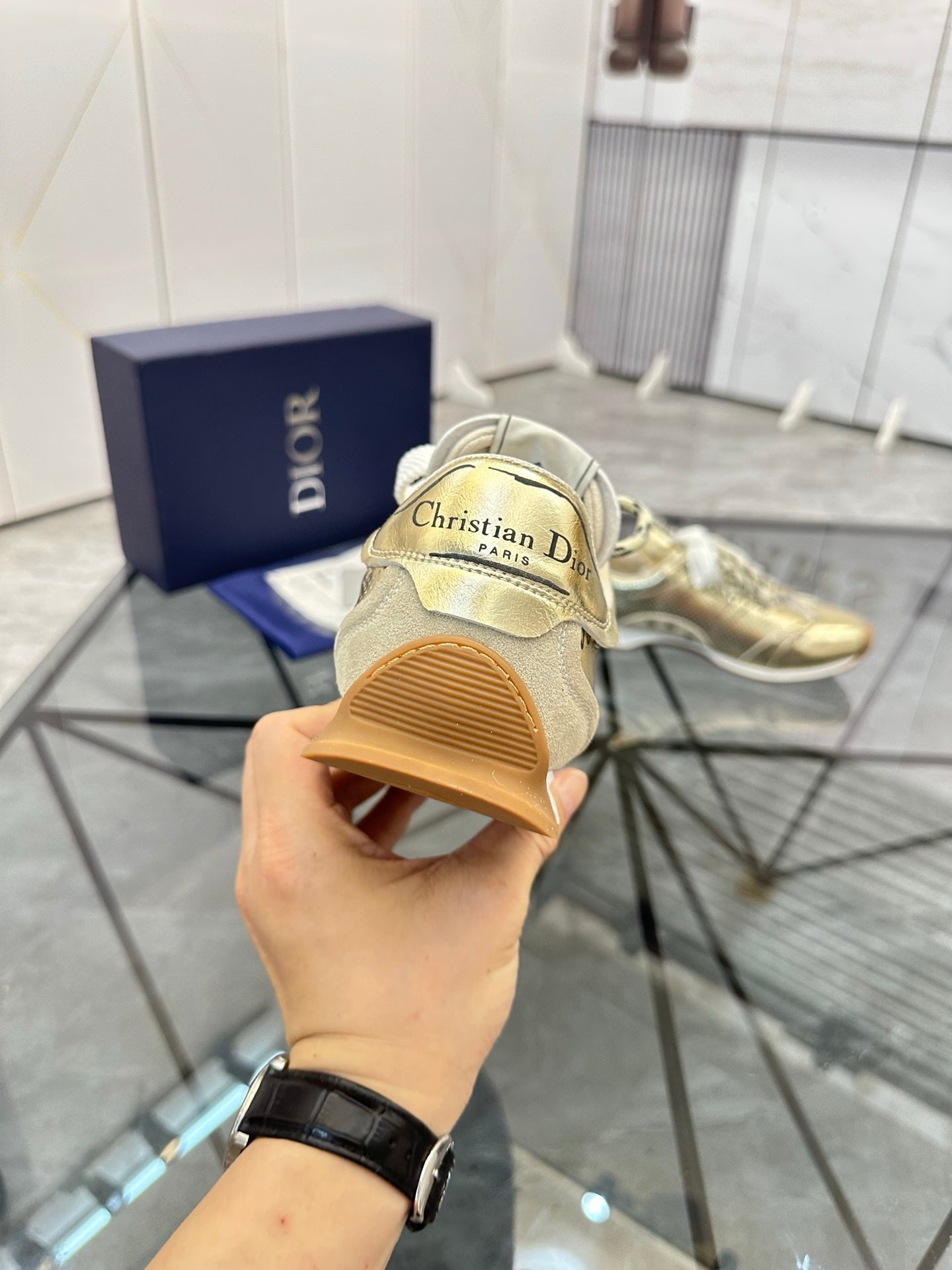 CD D-Sketch Sneaker Gold Nubuck Leather 647982