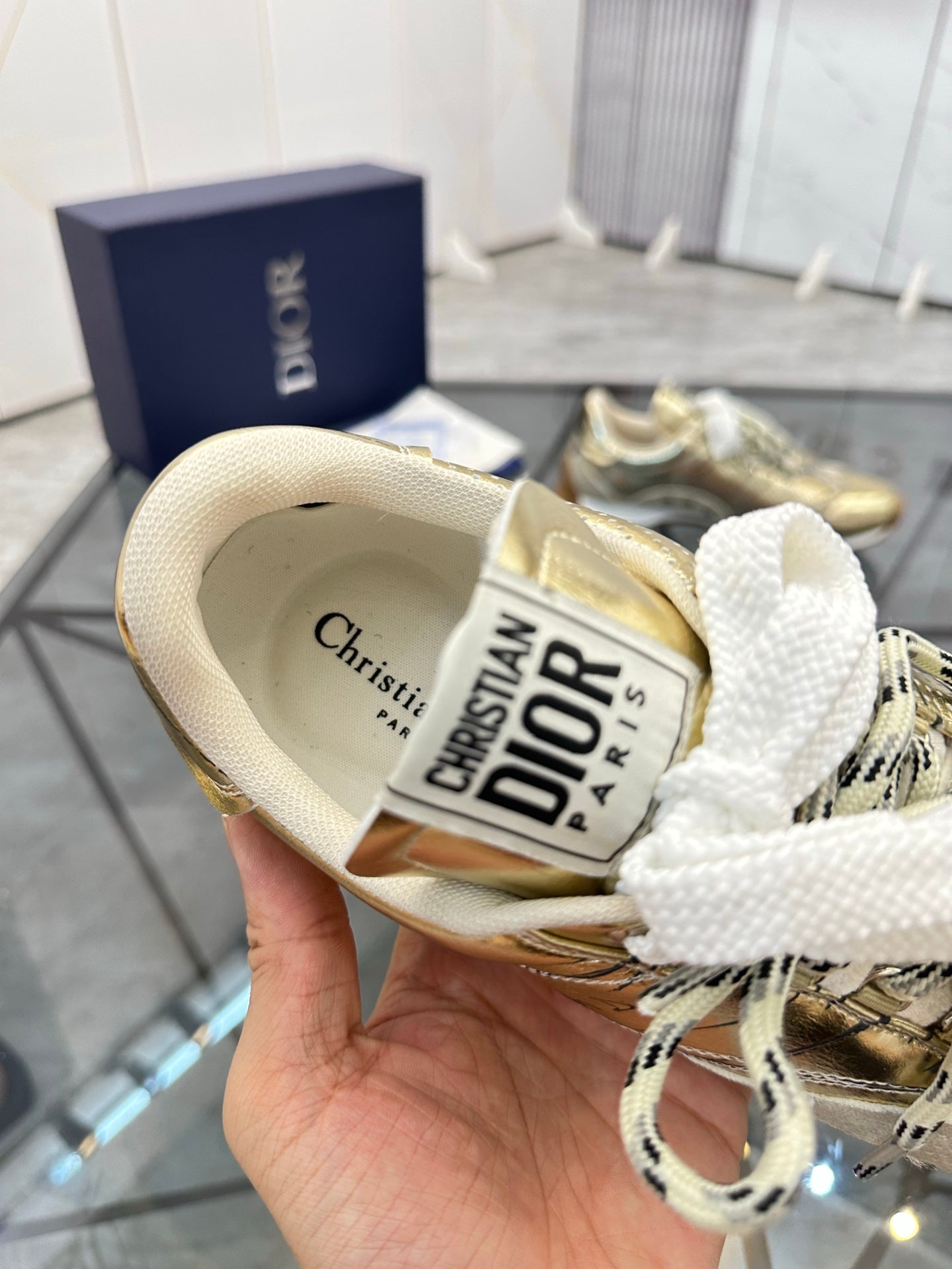 CD D-Sketch Sneaker Gold Nubuck Leather 647982