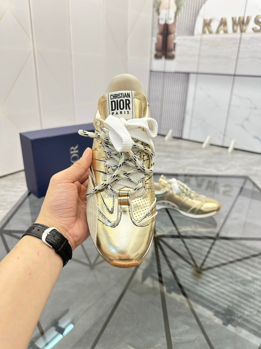 CD D-Sketch Sneaker Gold Nubuck Leather 647982