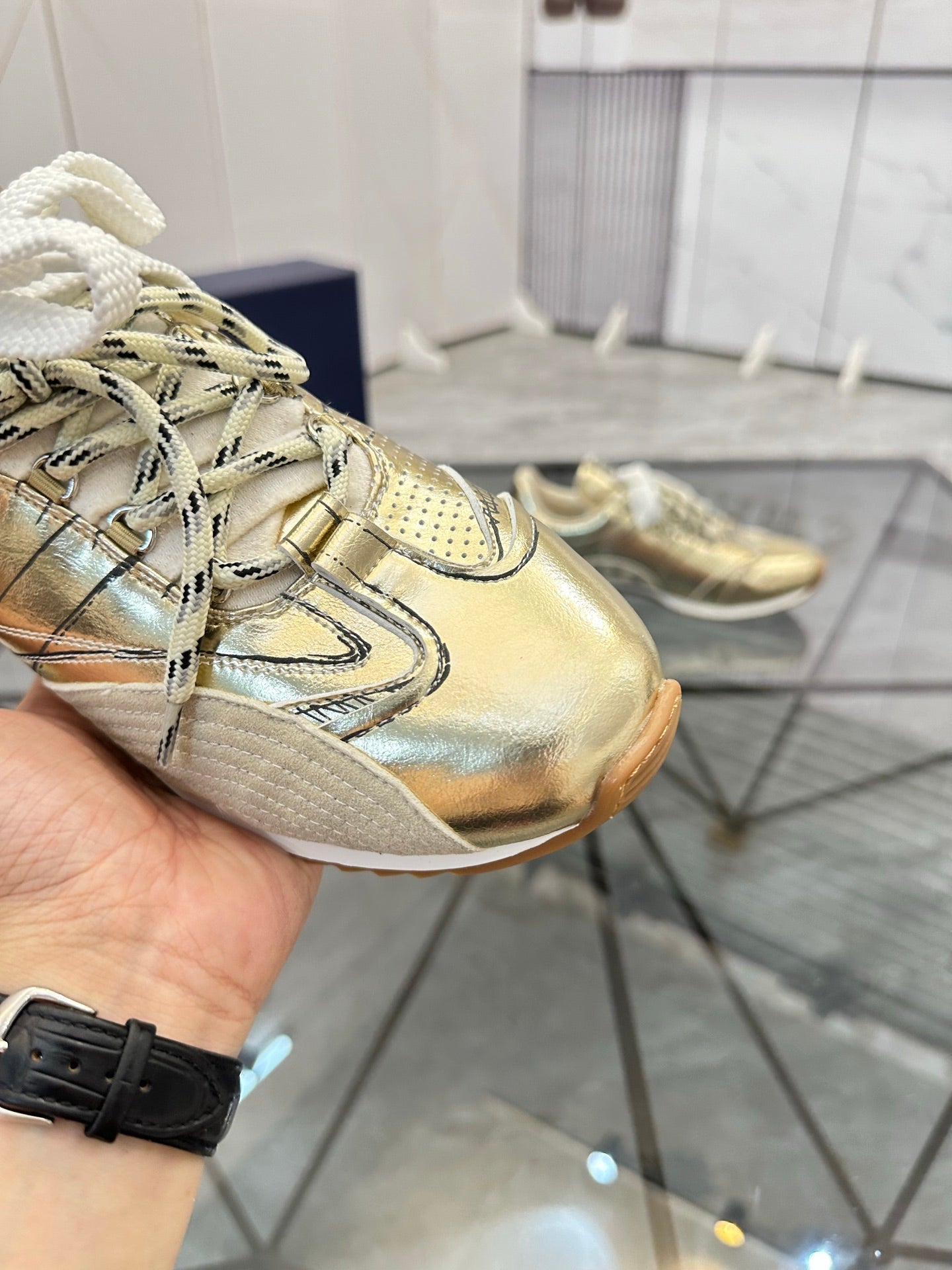 CD D-Sketch Sneaker Gold Nubuck Leather 647982