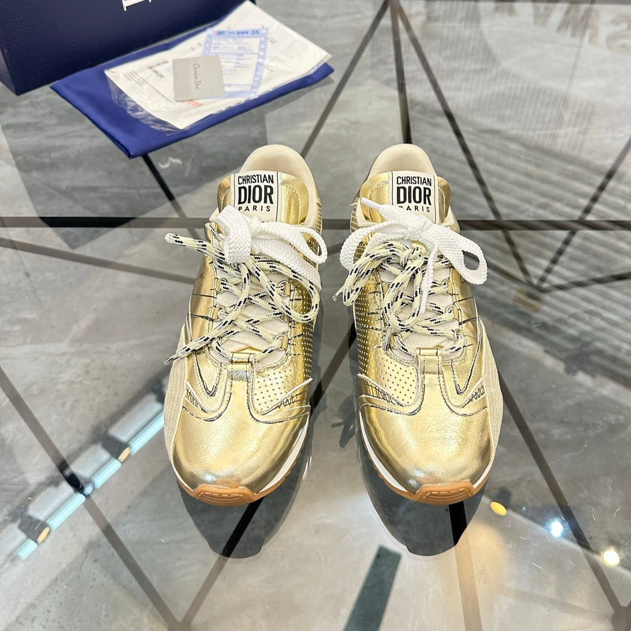 CD D-Sketch Sneaker Gold Nubuck Leather 647982