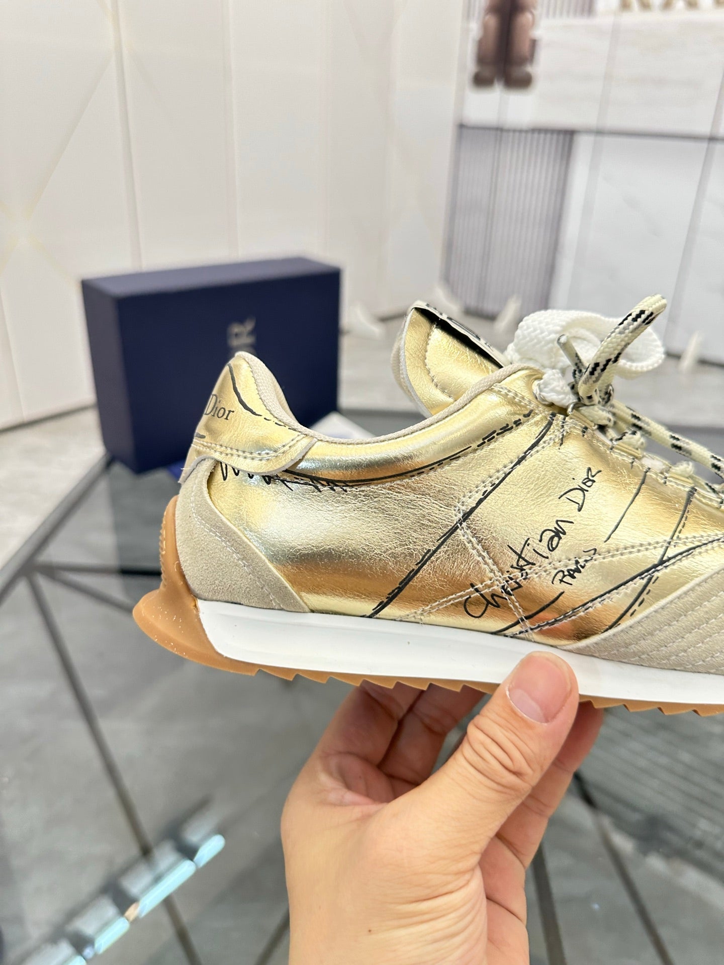 CD D-Sketch Sneaker Gold Nubuck Leather 647982