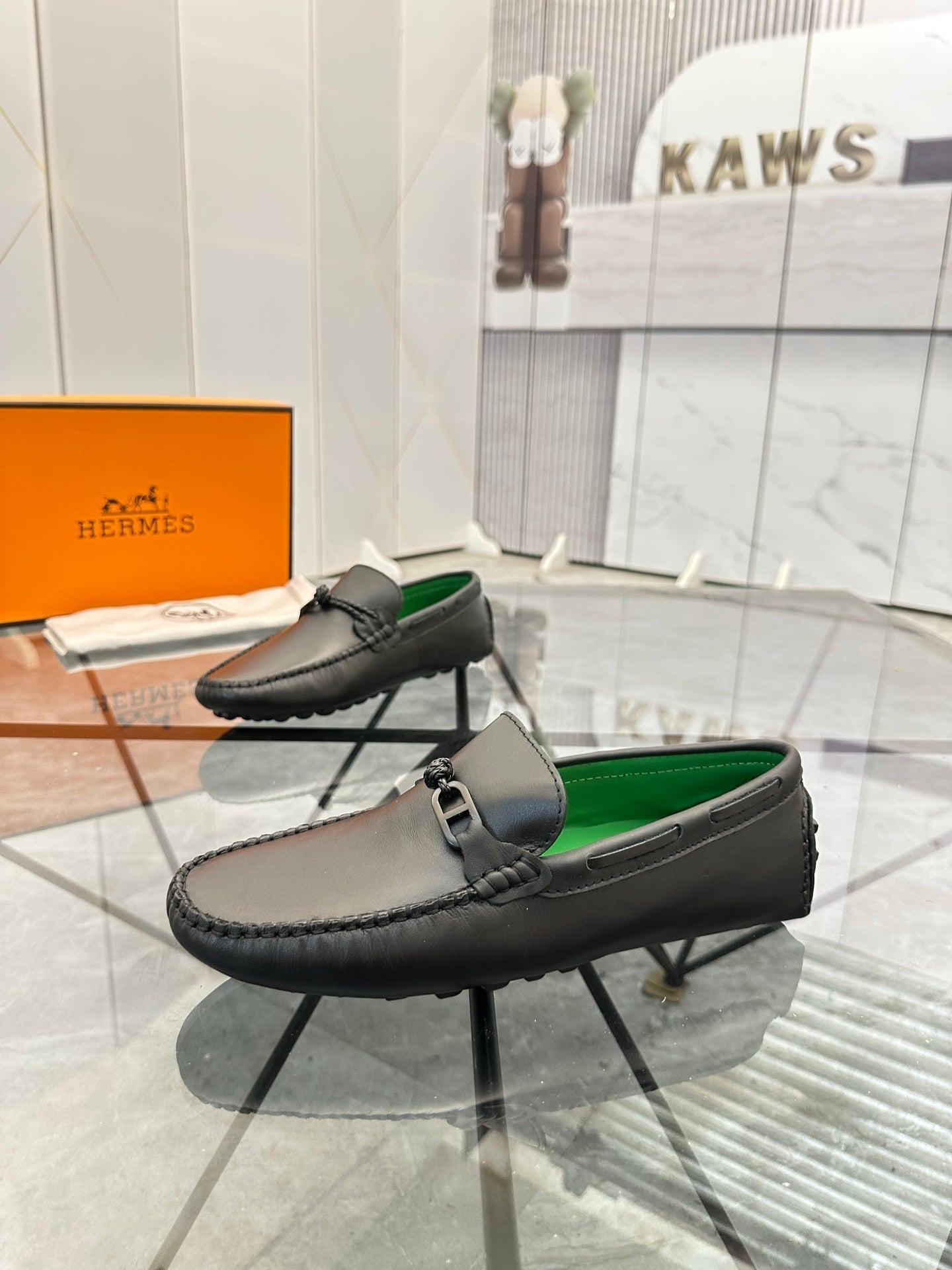 HM Men's Alessandro Loafer Black Green Cowhide 697694