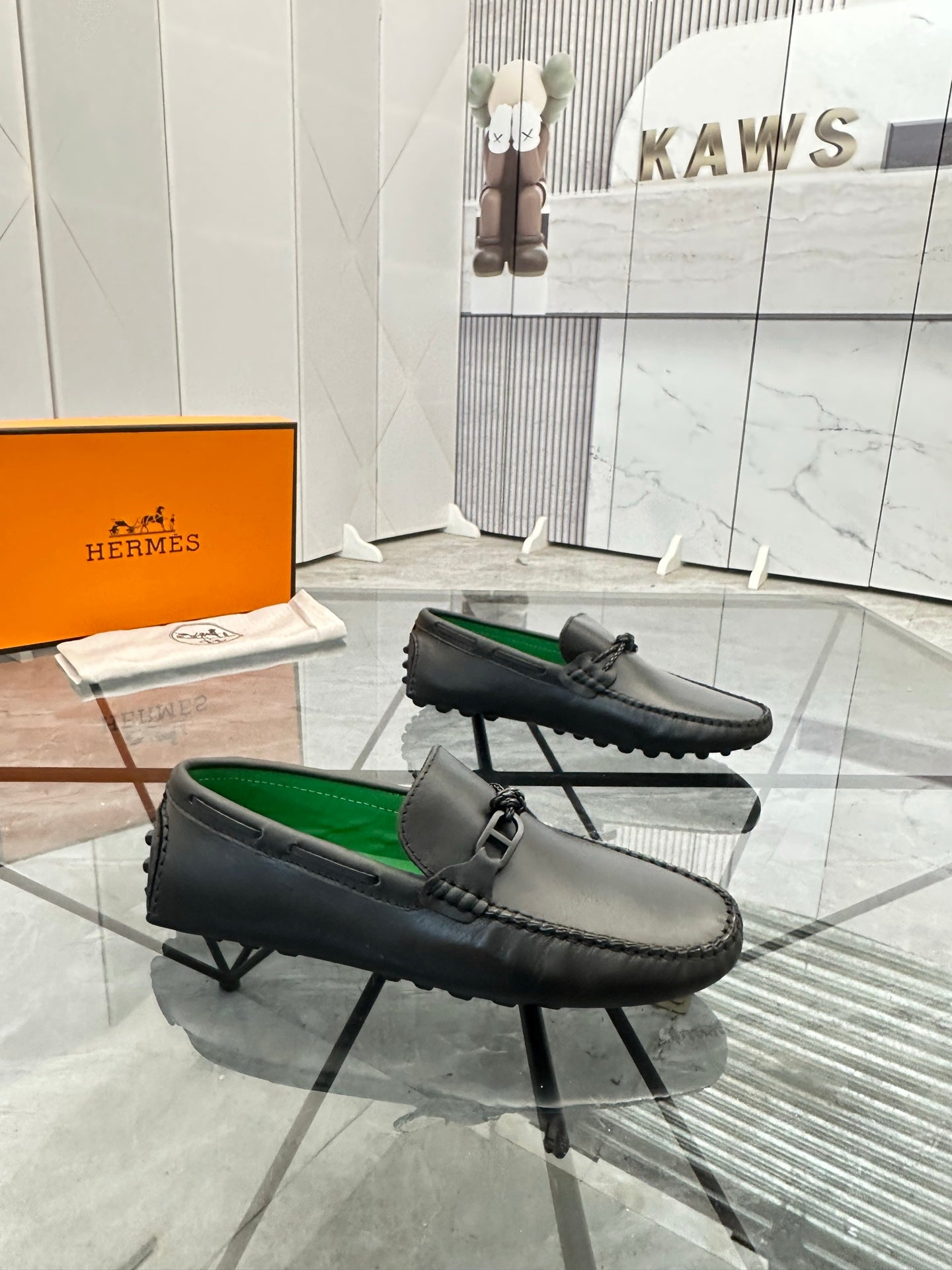 HM Men's Alessandro Loafer Black Green Cowhide 697694