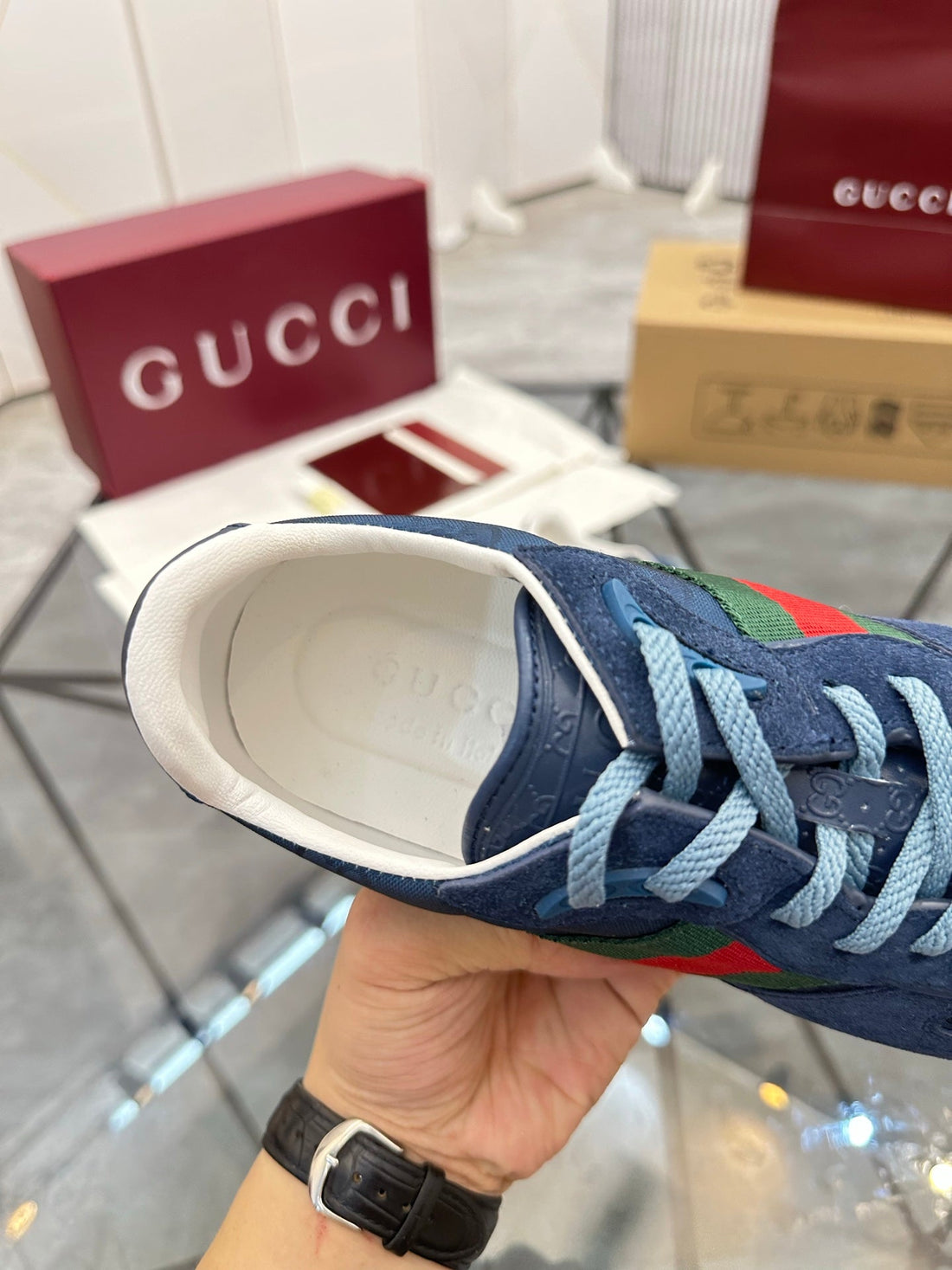 GG Men's Re-Motion Sneaker Blue Suede 733557