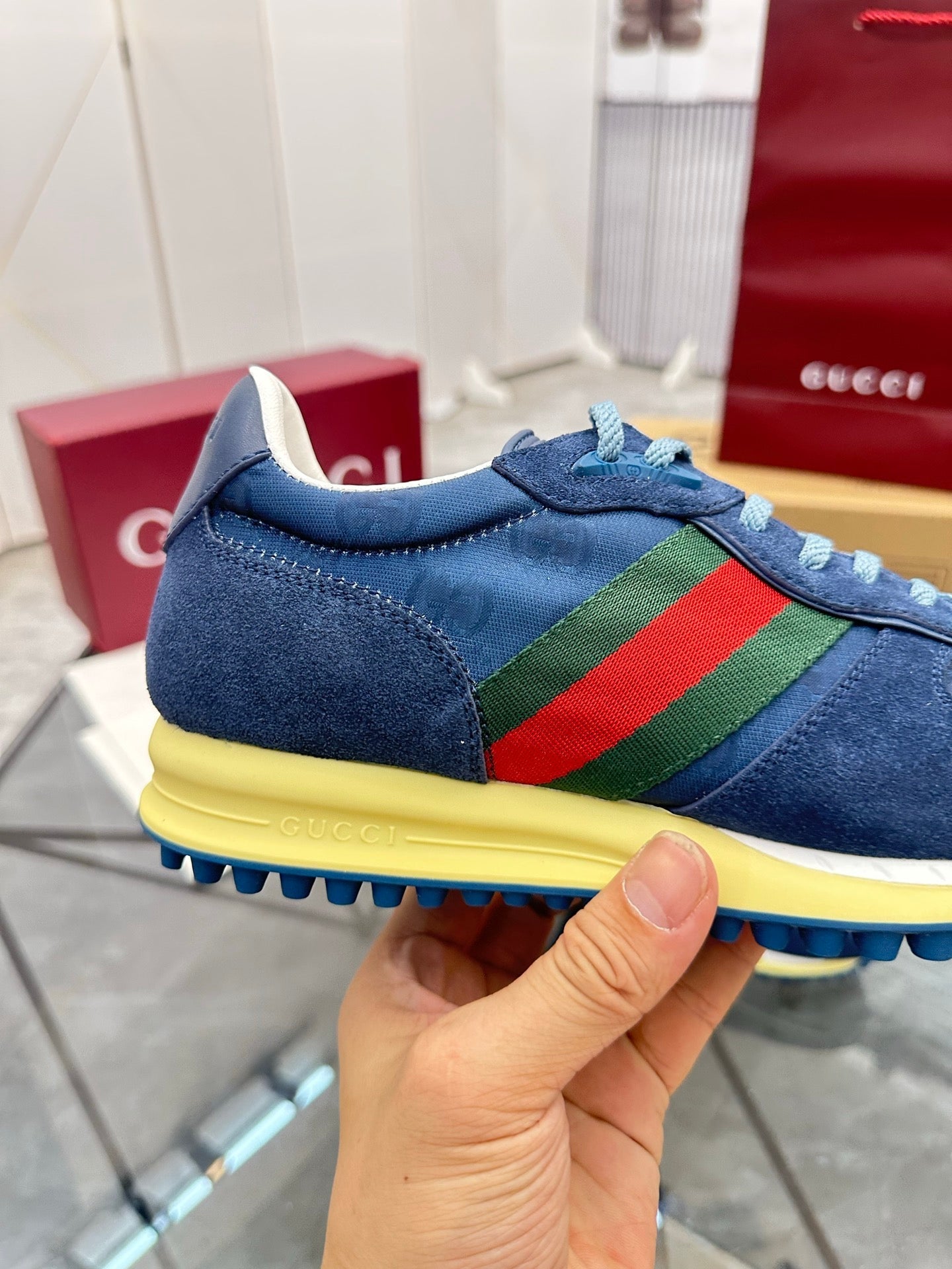 GG Men's Re-Motion Sneaker Blue Suede 733557